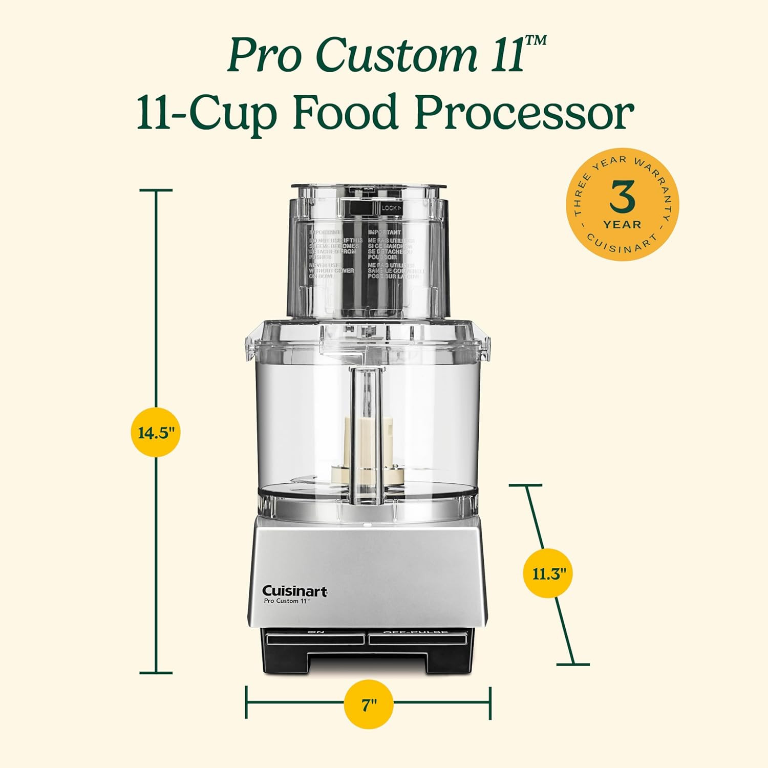 Food Processor, Dishwasher Safe 11-Cup Food Processor with Slicing & Shredding D