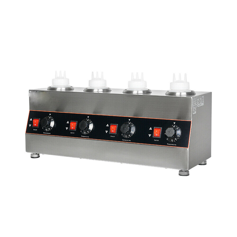110V Electric Sauce Warmer 4 Bottles Jam Heating Machine Hot Chocolate Cheese