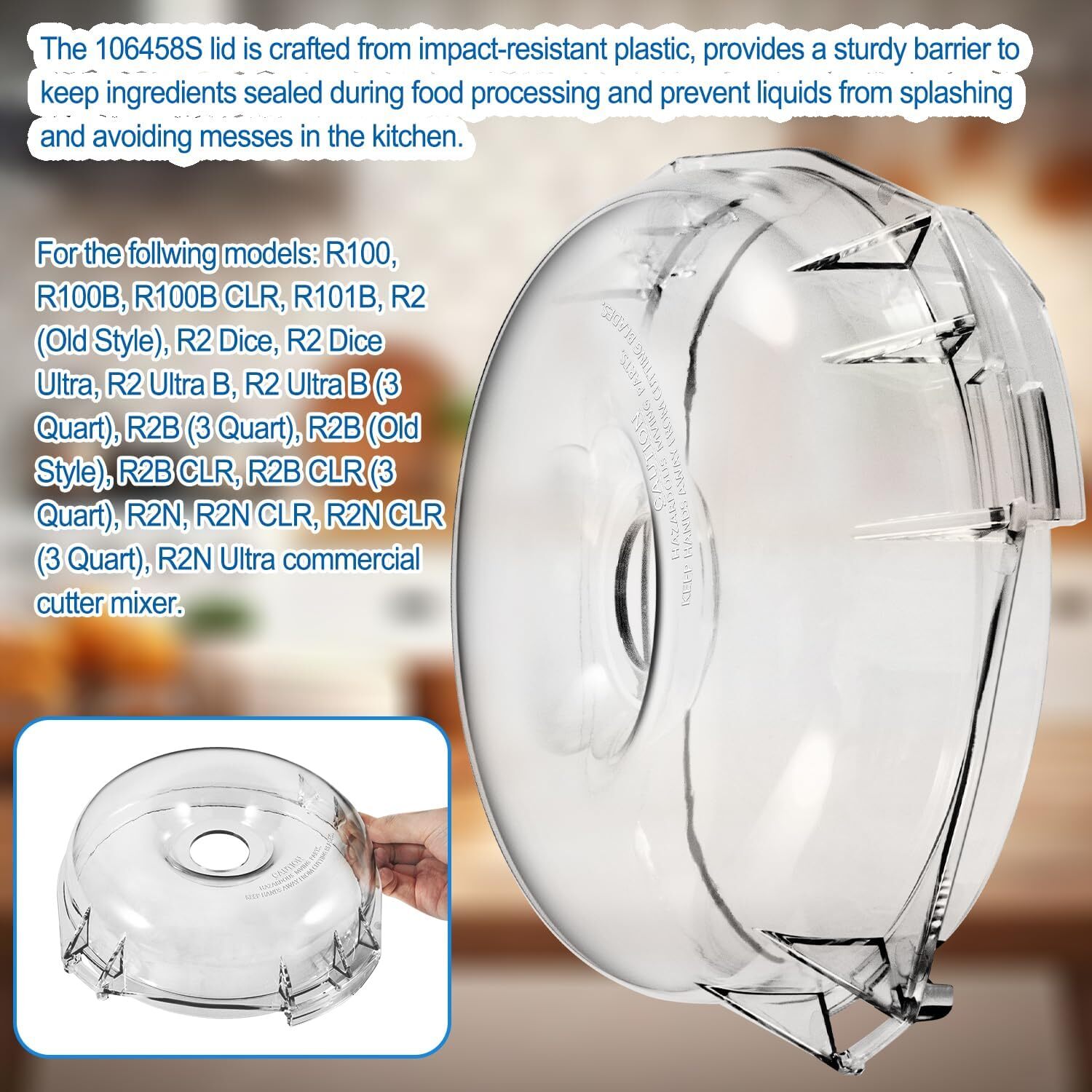 106458S Cutter Bowl Lid for Robot Coupe R100B R100BCLR R101B R2 R2B R2 Dice