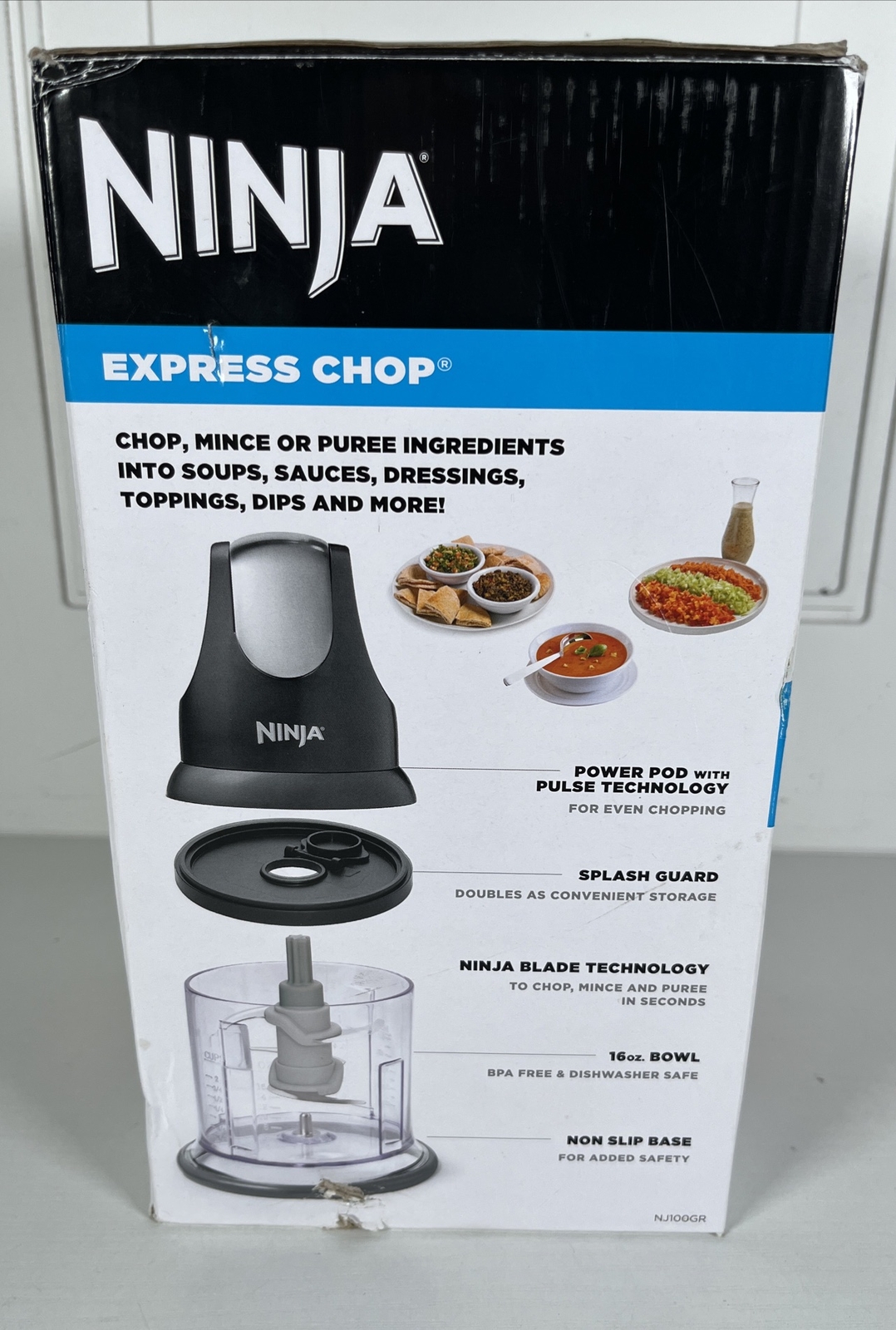 Ninja Express Chop Food Chopper 16 oz Bowl Chop Mince Purée FAST NJ100GR NIB
