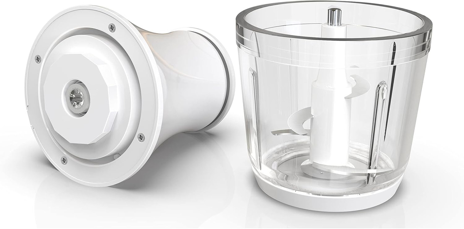 2.5 Cup White 200W Mini Chopper 4-Layer Blade Food Processor, Medium