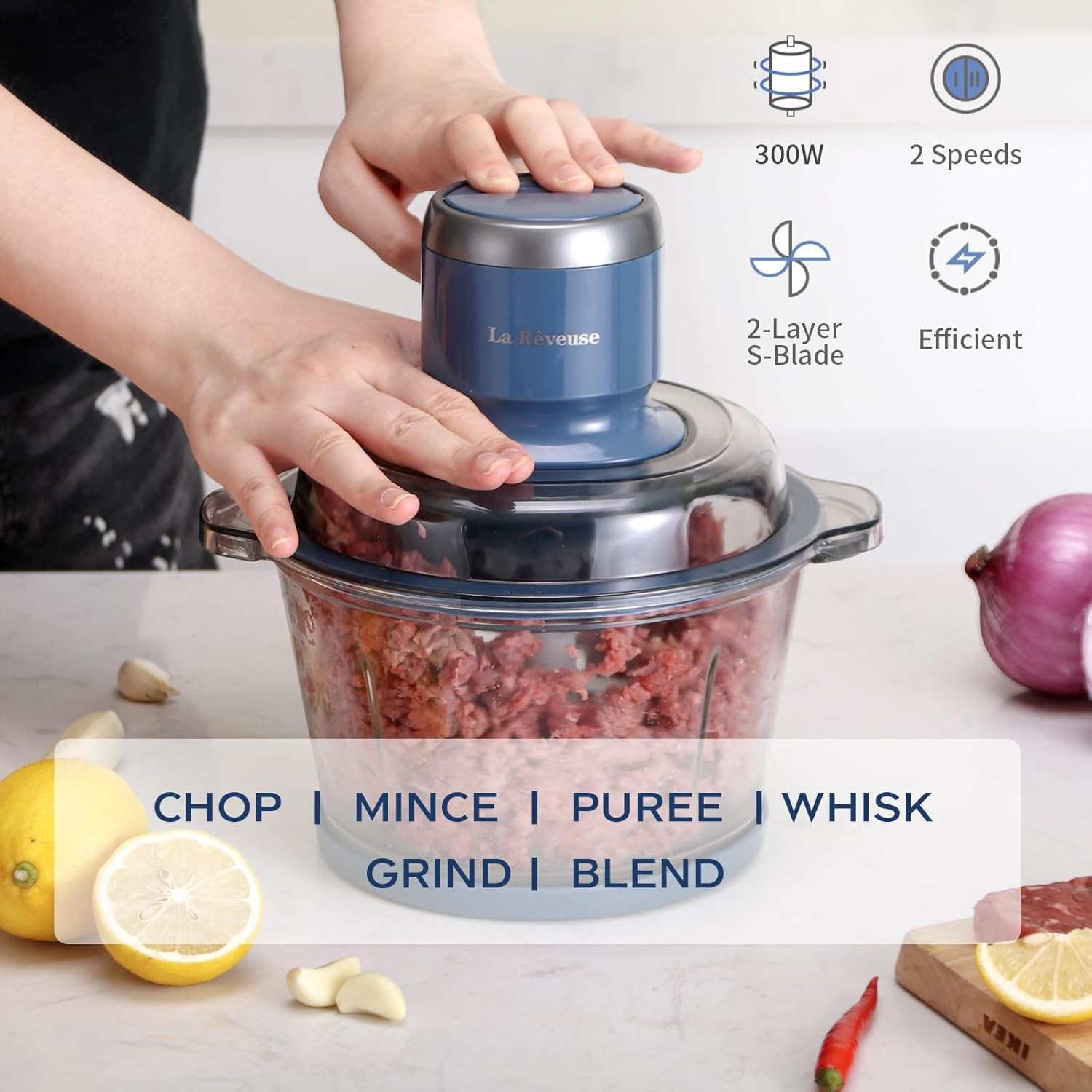 Food Processor,Electric Food Chopper with 7-Cup (1.7L) Glass Bowl,…