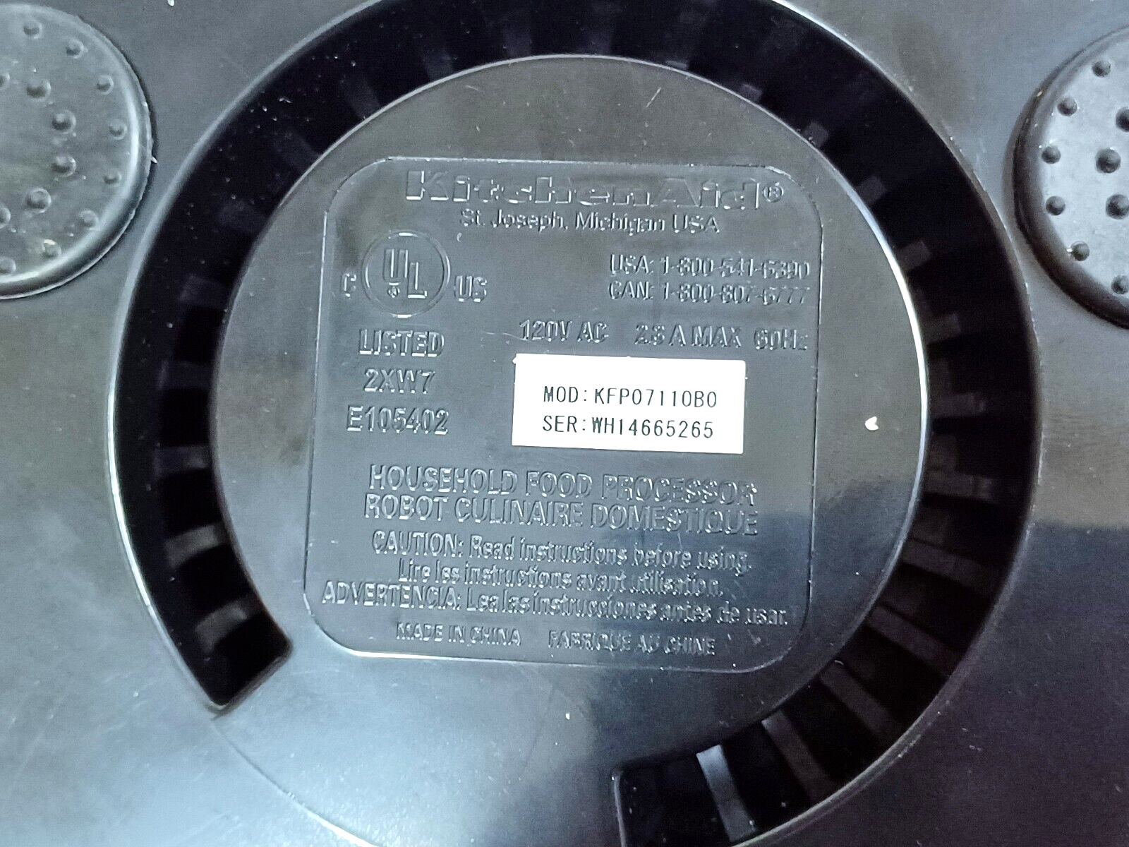 Kitchen Aid KFP0711OB0 Food Processor Base Motor Unit Only Replacement Works