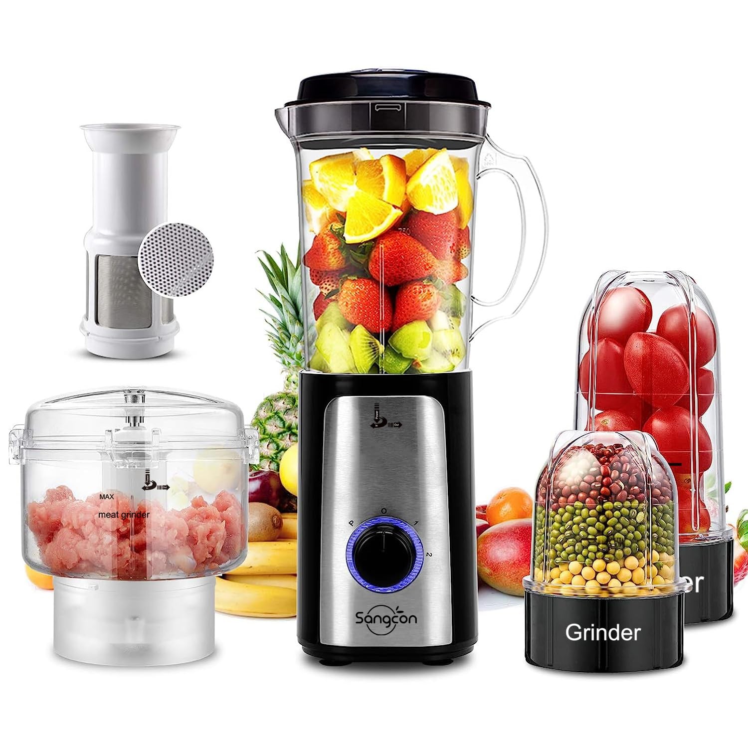 5 in 1 Blender and Food Processor Combo for Kitchen, Small Electric Food Chopper