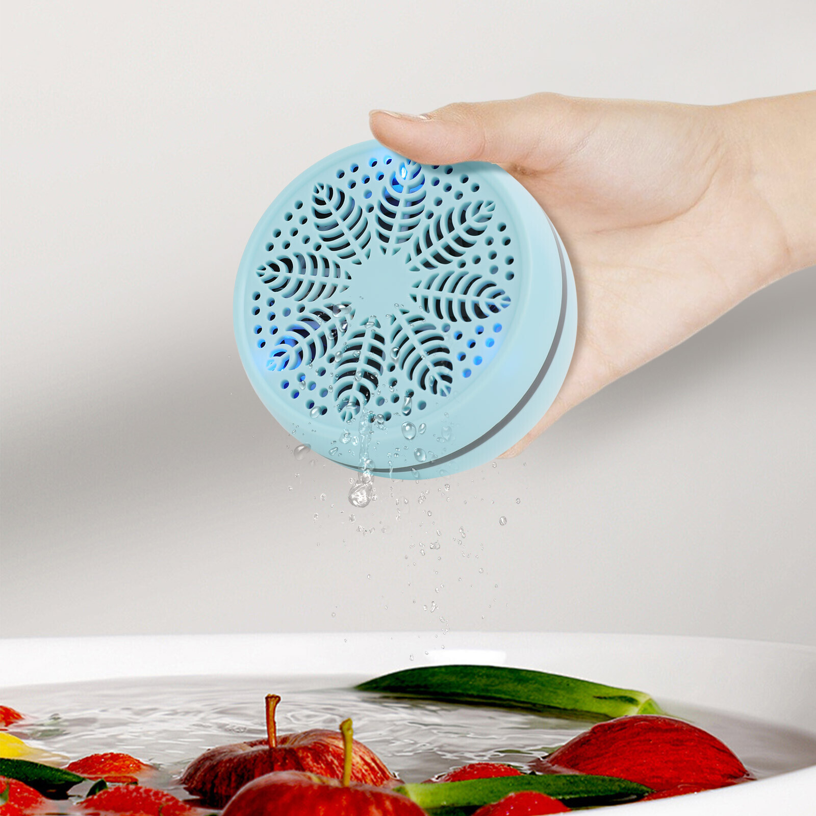 Portable Fruit and Vegetable Cleaner Machine 8L 3 Modes Sky Blue