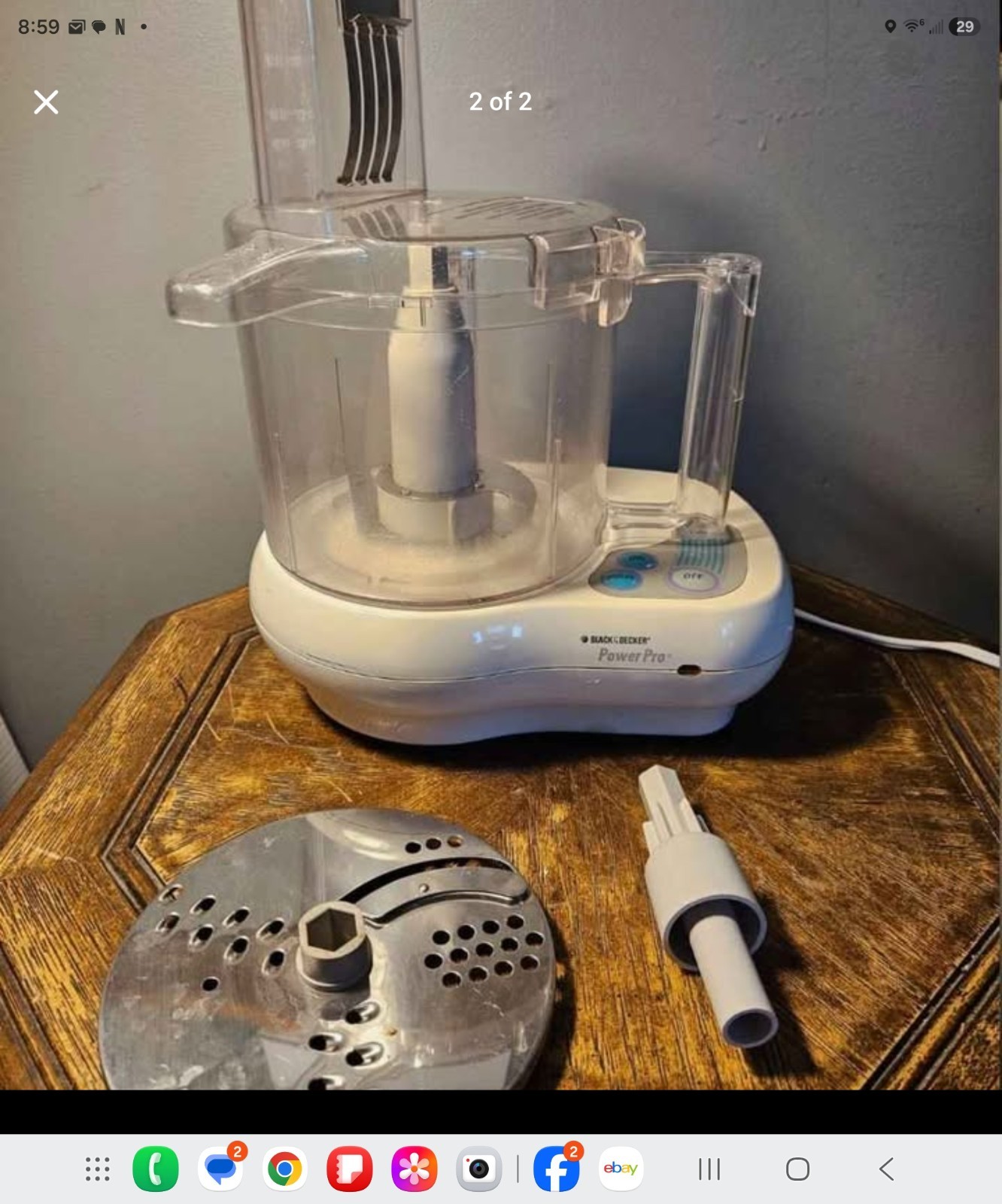 BLACK+DECKER PowerPro 8-Cup 400W Food Processor White/Clear 2-Speed, Blades