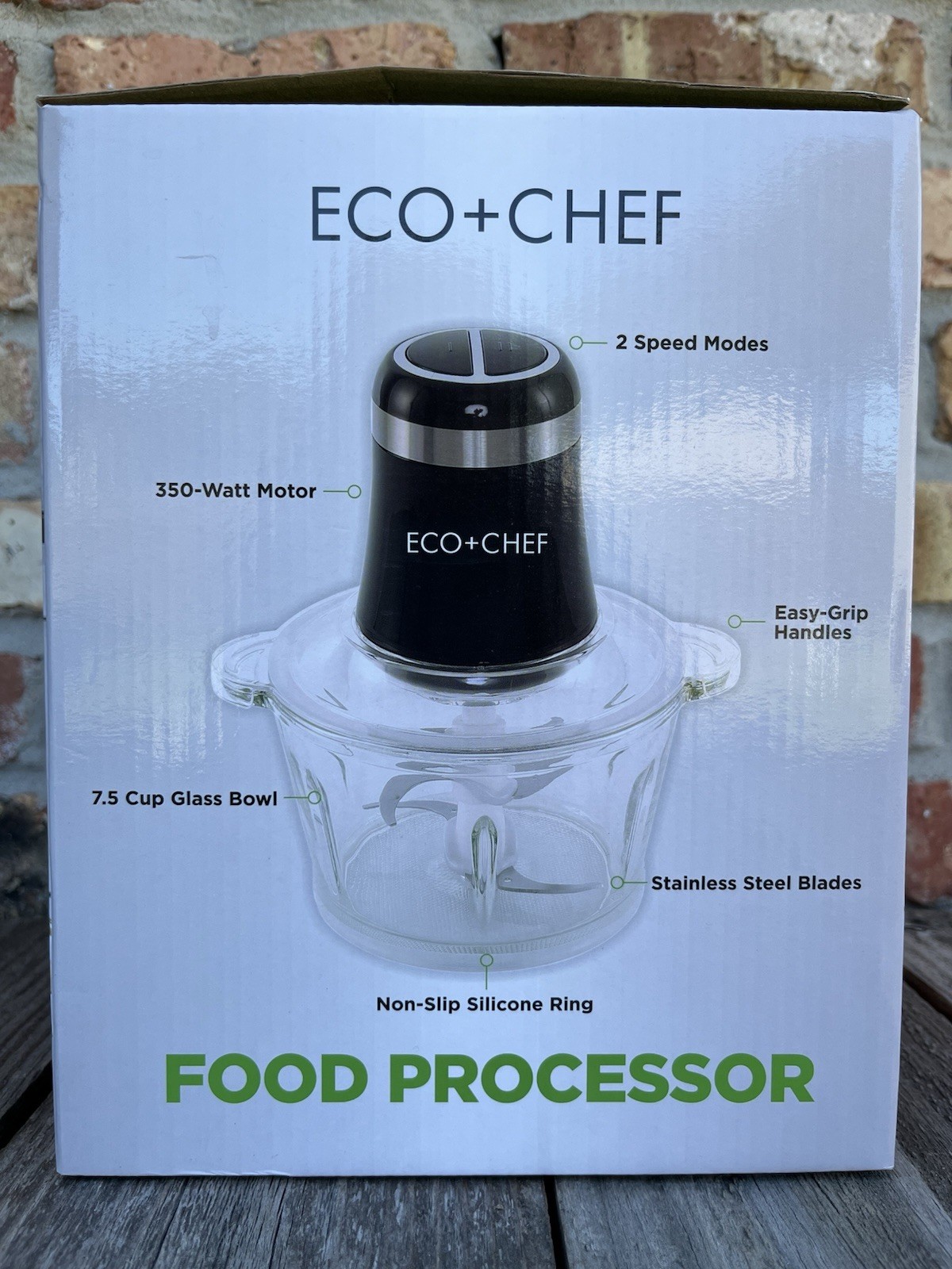 ECO + CHEF 7.5 CUP GLASS BOWL FOOD PROCESSOR Grind Chop Emulsify Purée NEW