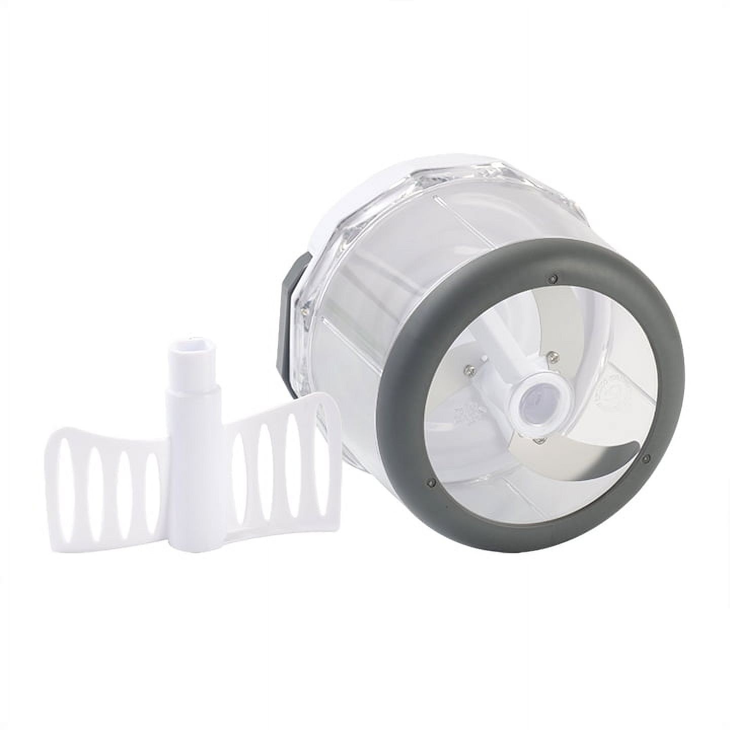(4 pack) 1qt Quick Pull Chopper, BPA free , SS Blades, White & Grey, Weight 320g