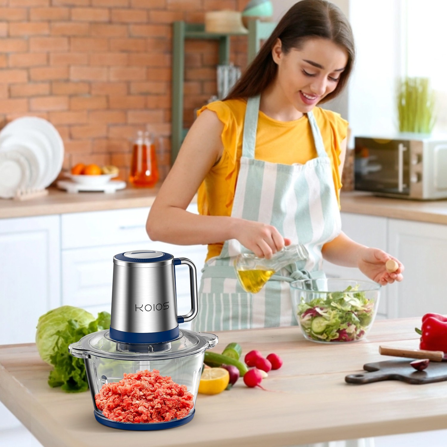 2L Electric Meat Grinder Food Processor Fruits Blender Veg Chopper Sausage Maker