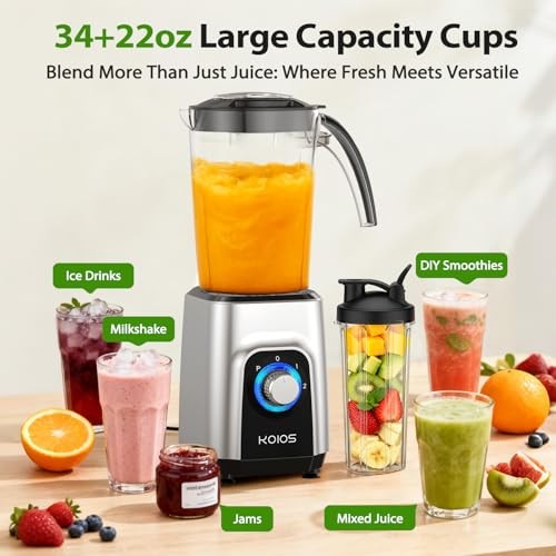 Blender/Food Processor Combo Max 1000W, 4 in 1 34oz Pitcher, 22oz Blending