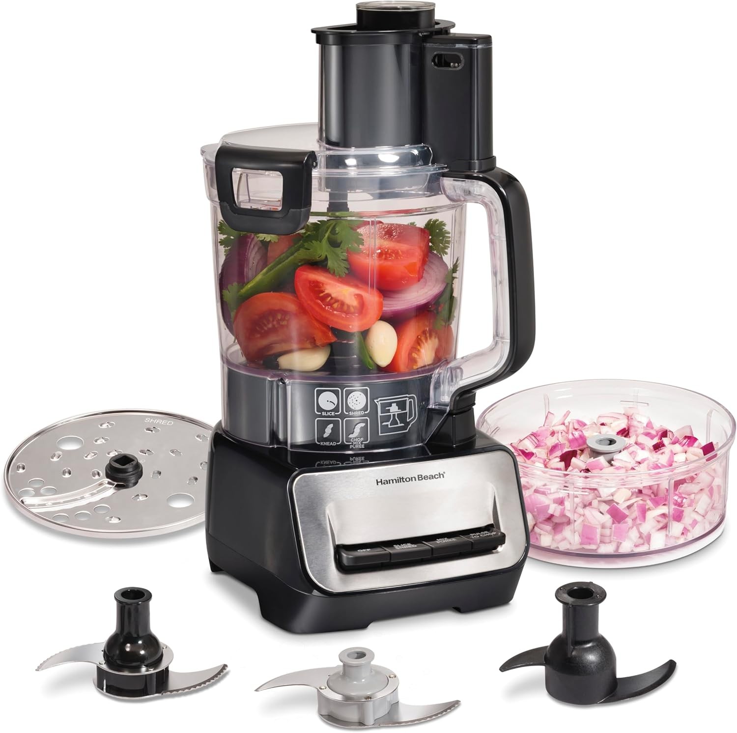 500W 14+4 Cup Food Processor 3-Speed Stainless Blades Veggie Chopper Black 70585