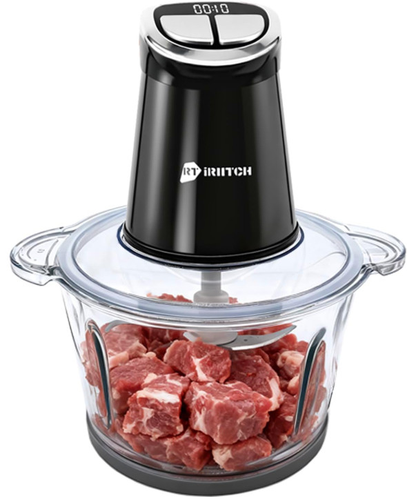 Procesador Alimentos 800W con Temporizador LED 2 Recipientes y 12 Cuchillas