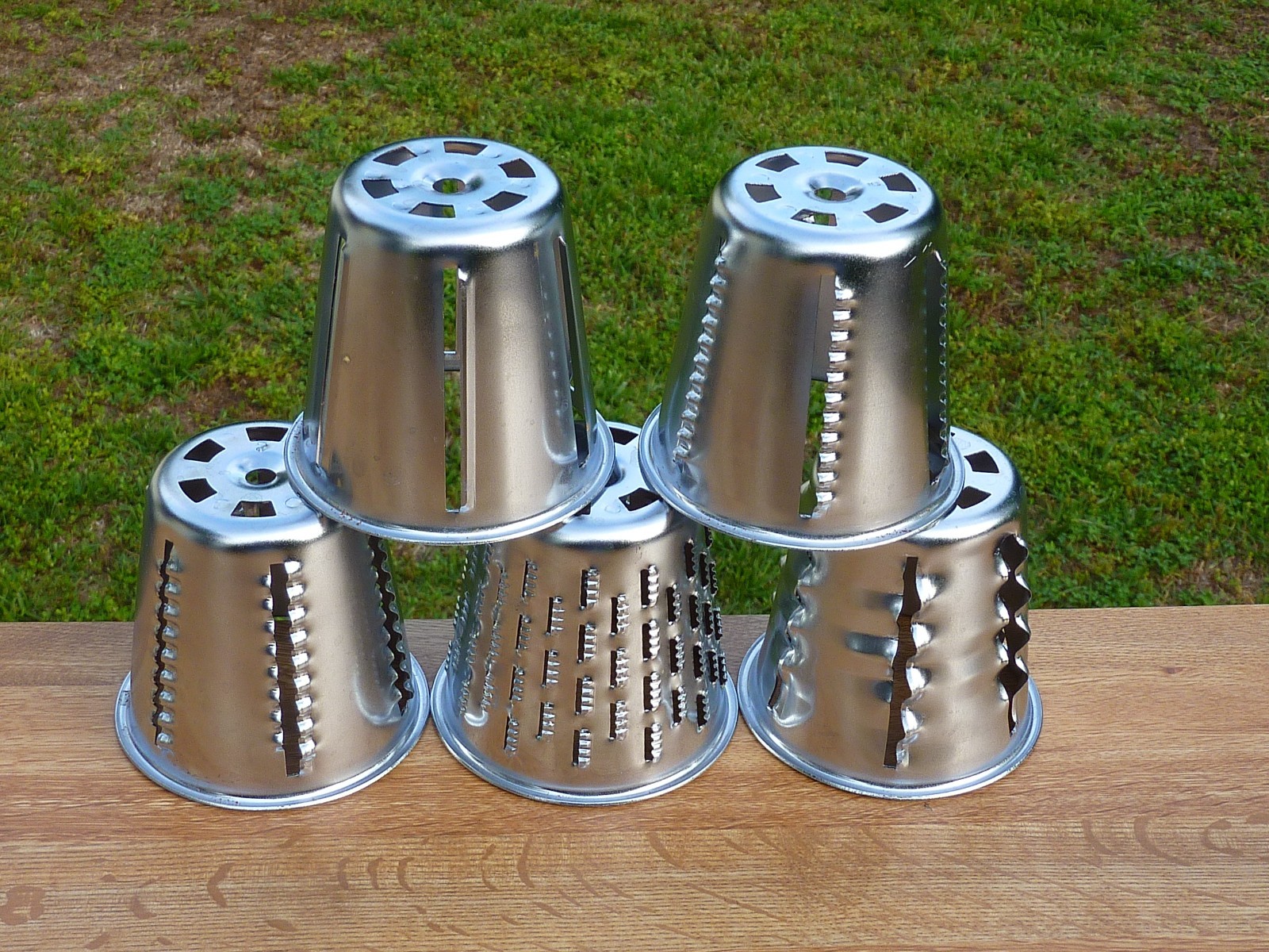 Set Of 5 Vintage Stainless Steel King Kutter Cutter Food Processor Cones ONLY
