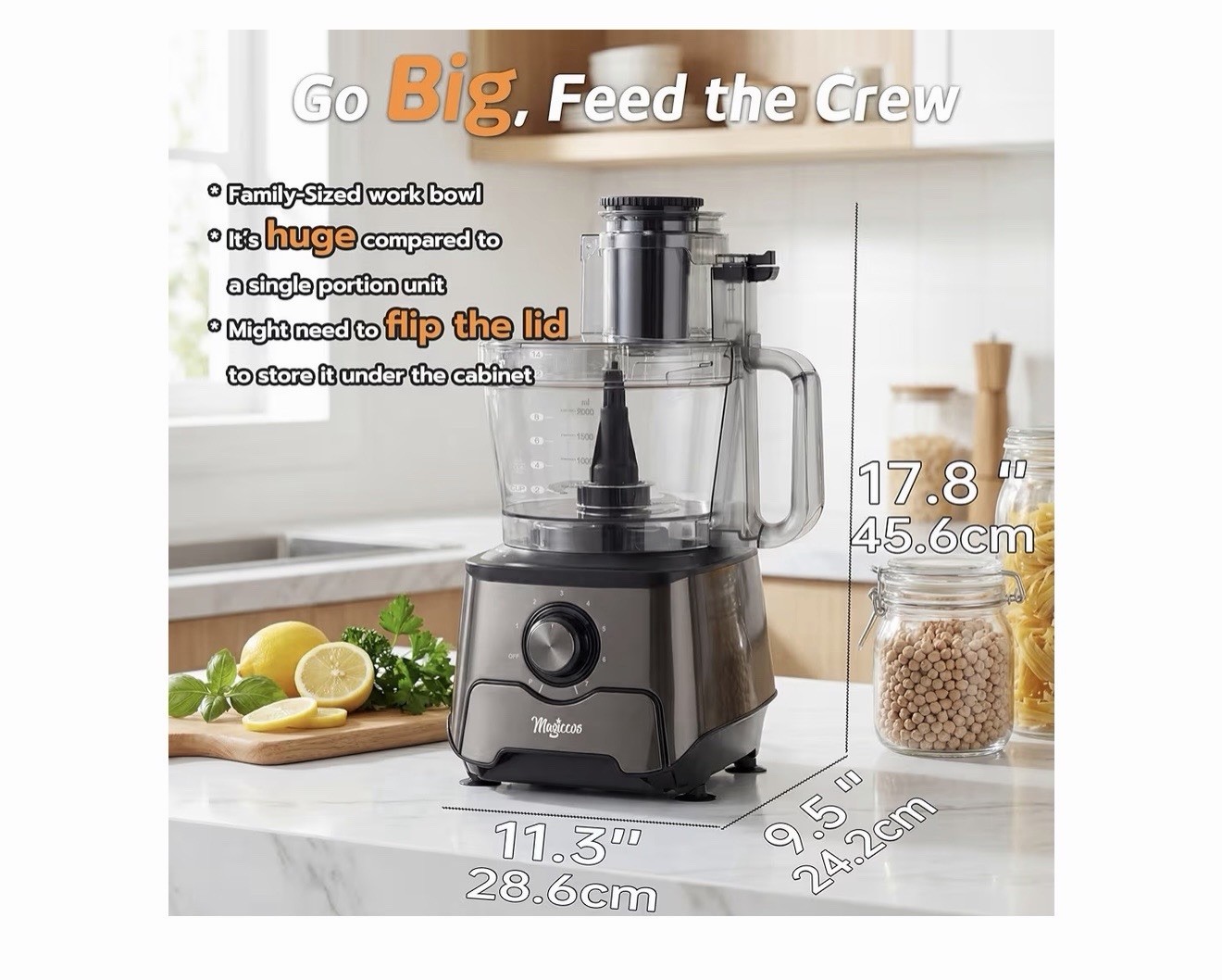 XL 14-Cup French Fry Cutter & Food Processor with Storage Drawer for Kitchen Pre