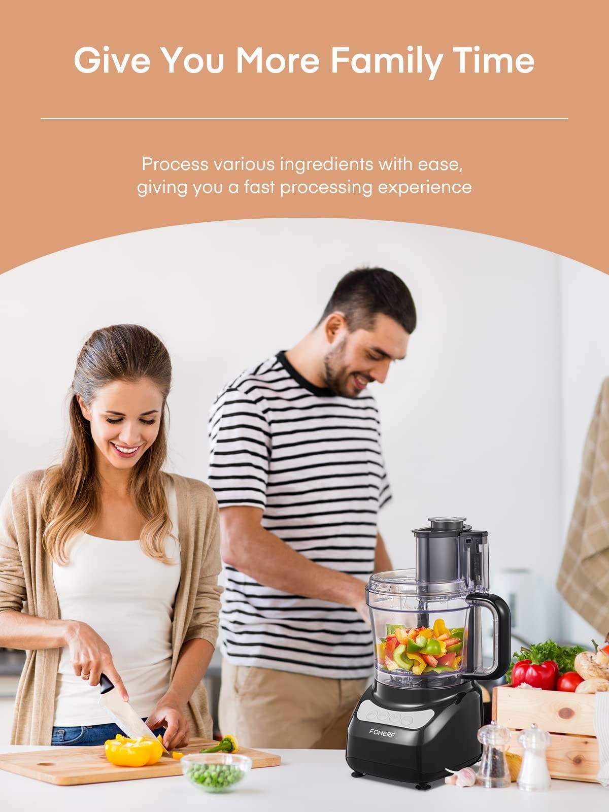 Food Processor, 12 Cup, 2-in-1 Feed Chute Food Chopper & Meat Grinder, 500 Wa…