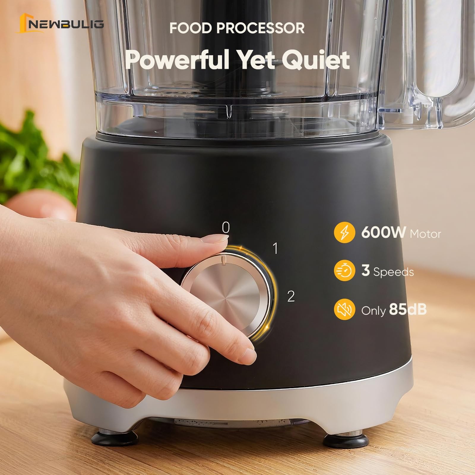 10.5 Cups Food Processor, Versatile Food processors with 5 Blades, 600W Power…