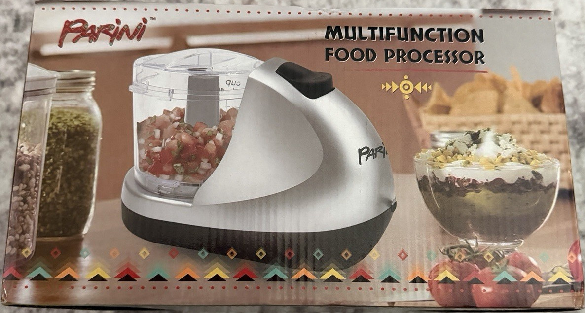 Parini NDJ-208 Mini Food Processor 350mL 120W Chop Slice Shred, Blade/Disc