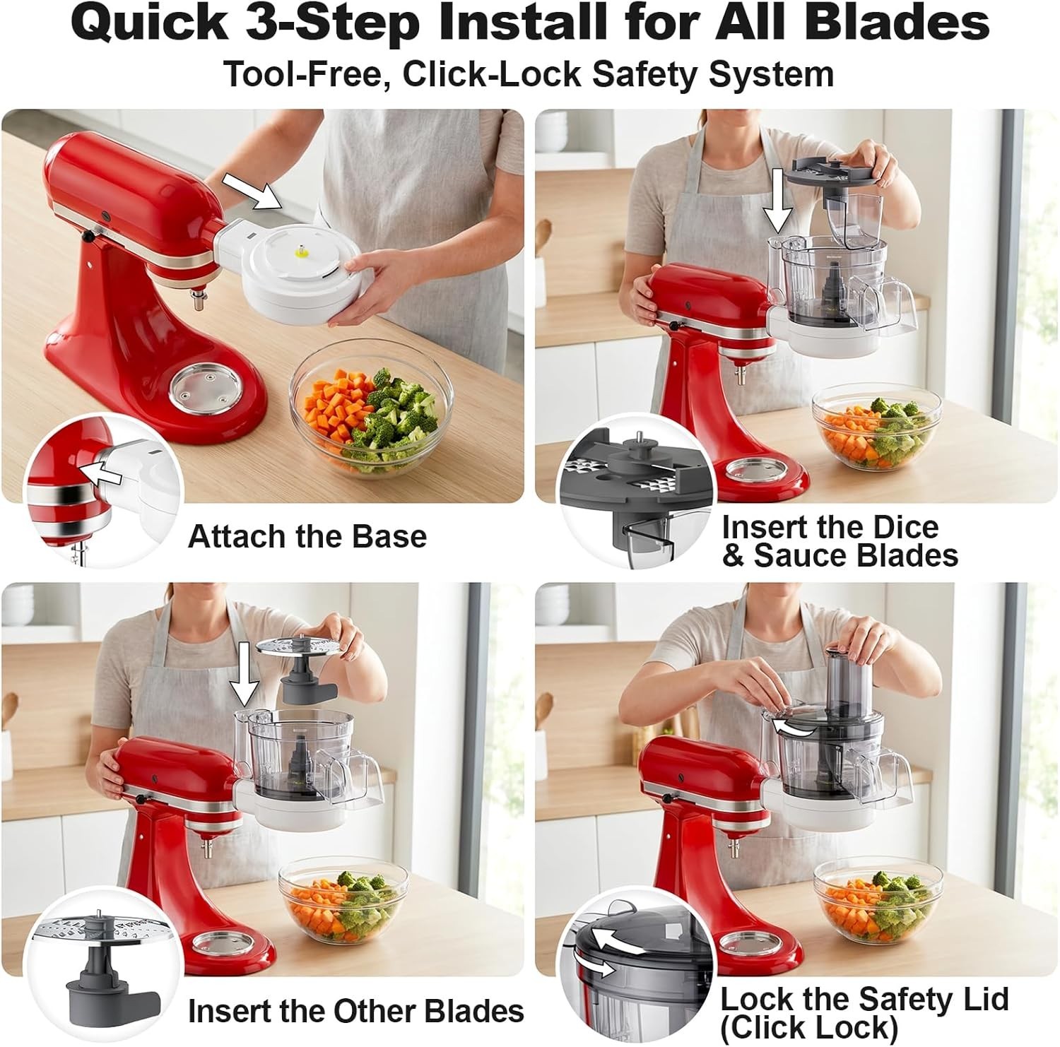 Versatile KitchenAid Food Processor Attachment – 5-in-1 Slicer, Dicer & Shredder