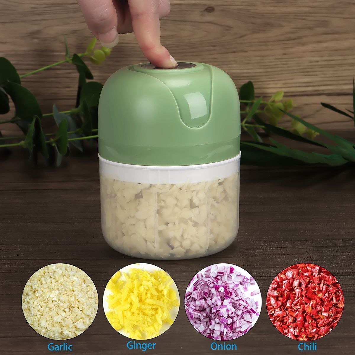 Electric 250ML +100ML Garlic Press Chopper Chili Onion Meat Mincer Blender Mixer