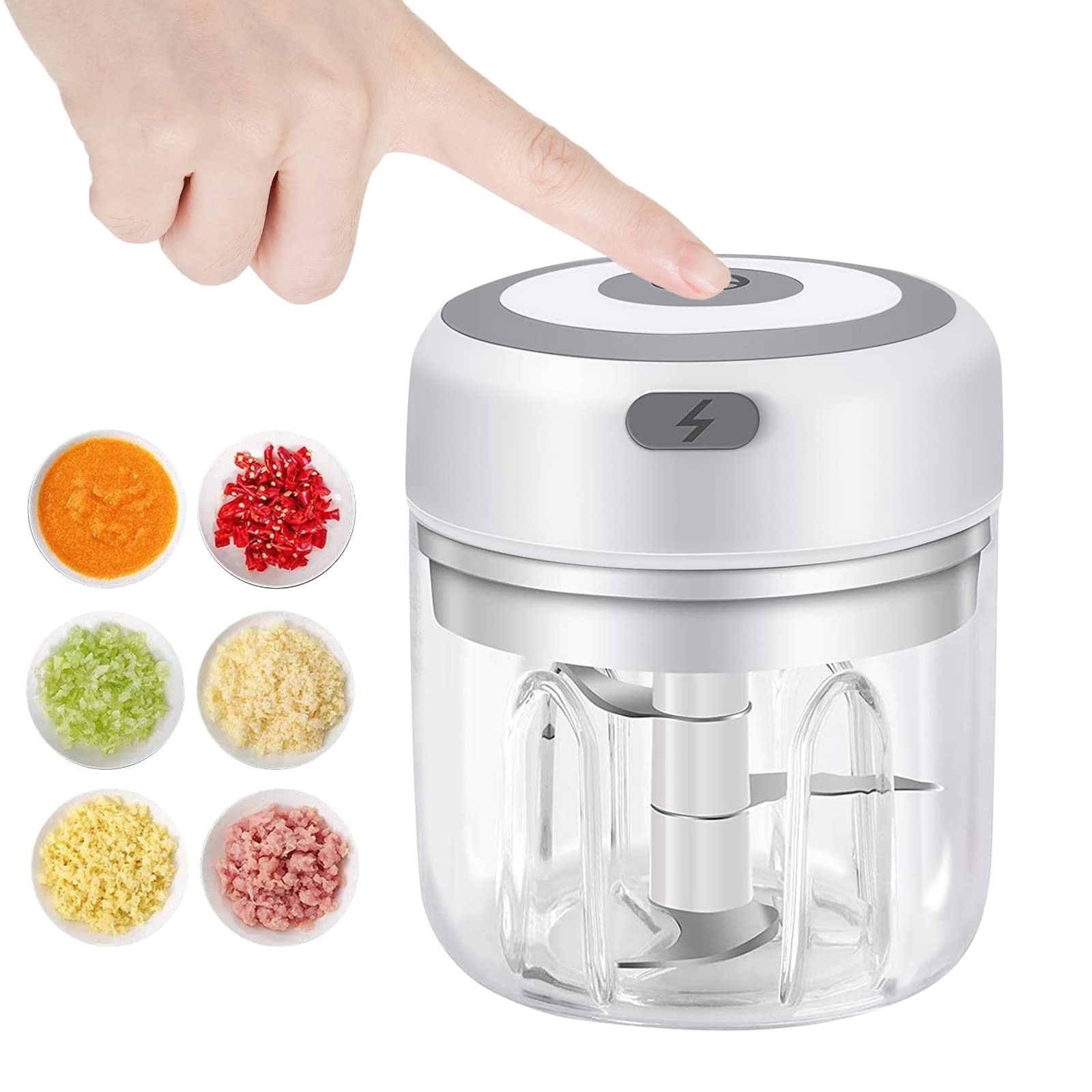 Electric Garlic Chopper, 250ML Vegetable Chopper, Food Chopper, USB Mini Garl…