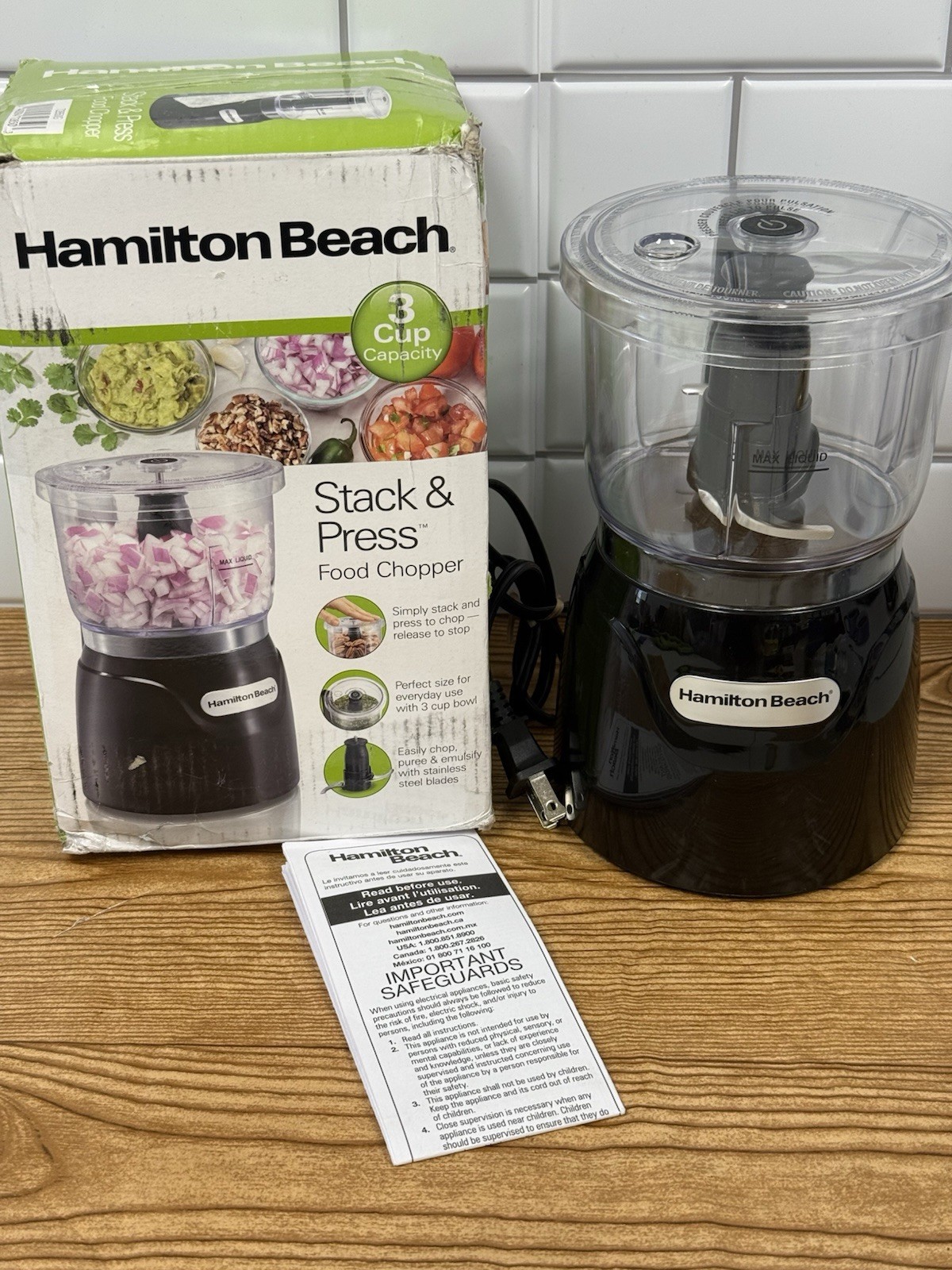 Hamilton Beach Stack & Press 3 Cup Chopper Mini Food Processor- OPENBOX – READ