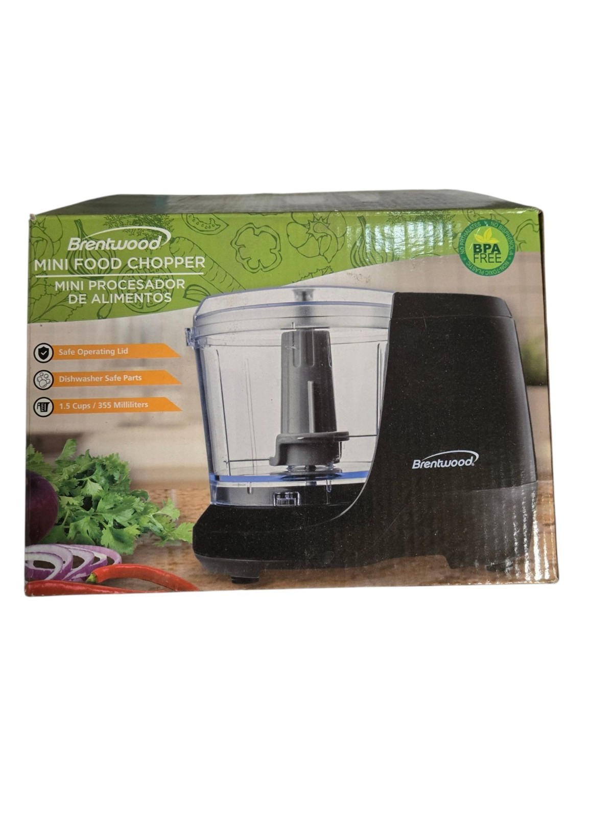 Brentwood 1.5 Cup Mini Chopper BPA-Free Dishwasher Safe Compact Processor New