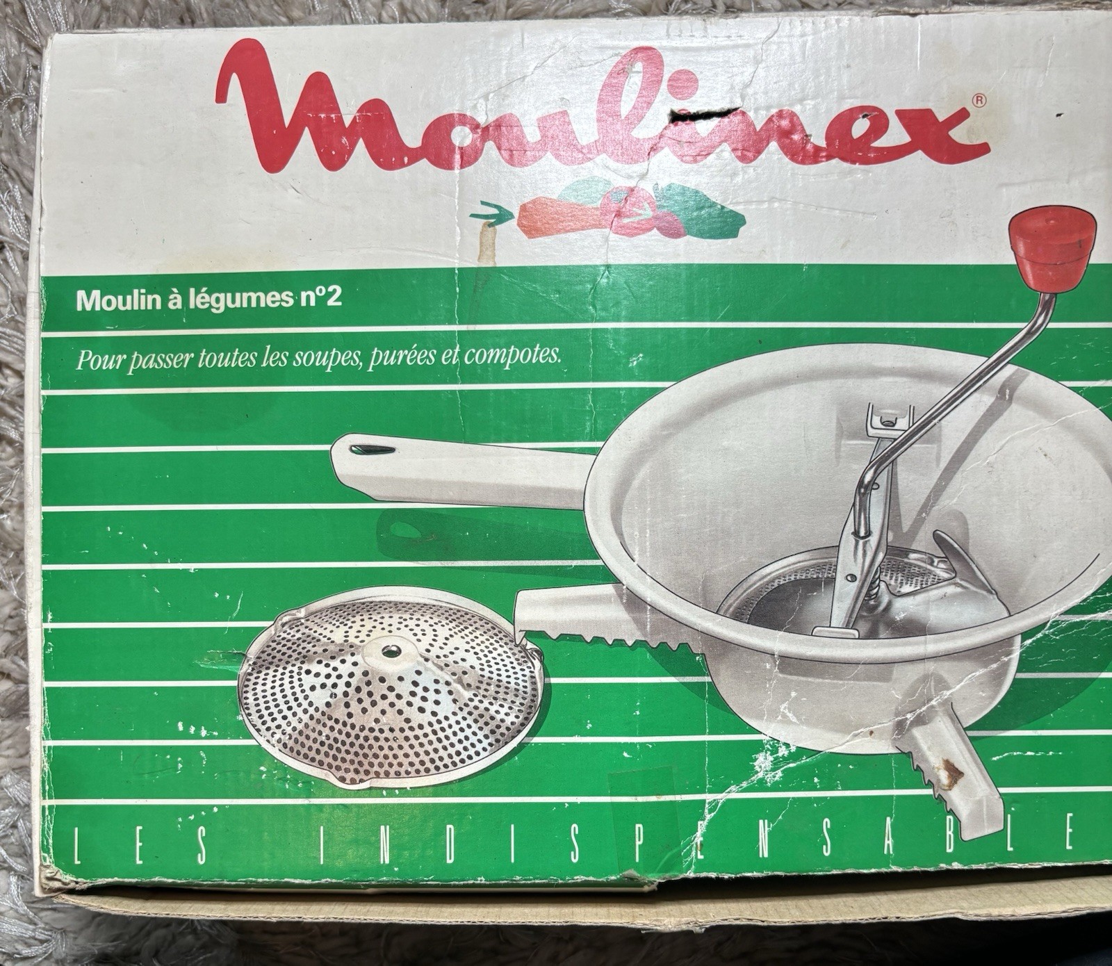 Moulin Food Processor Moulinex No 2 Vegetable 2 Metal Mills 448 Rotary Mill VGC