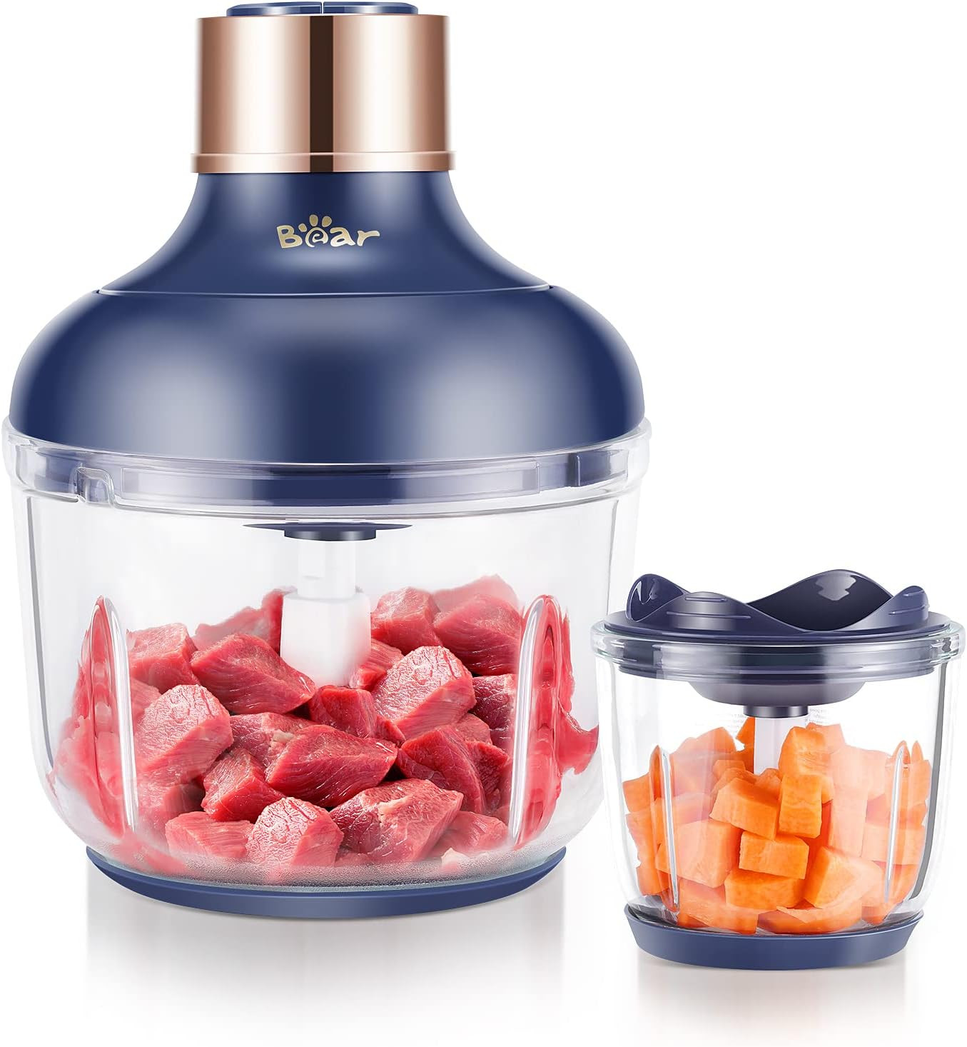 Food Processor, Electric Food Chopper with 2 Glass Bowls (8 Cup+2.5 Cup), 400W P