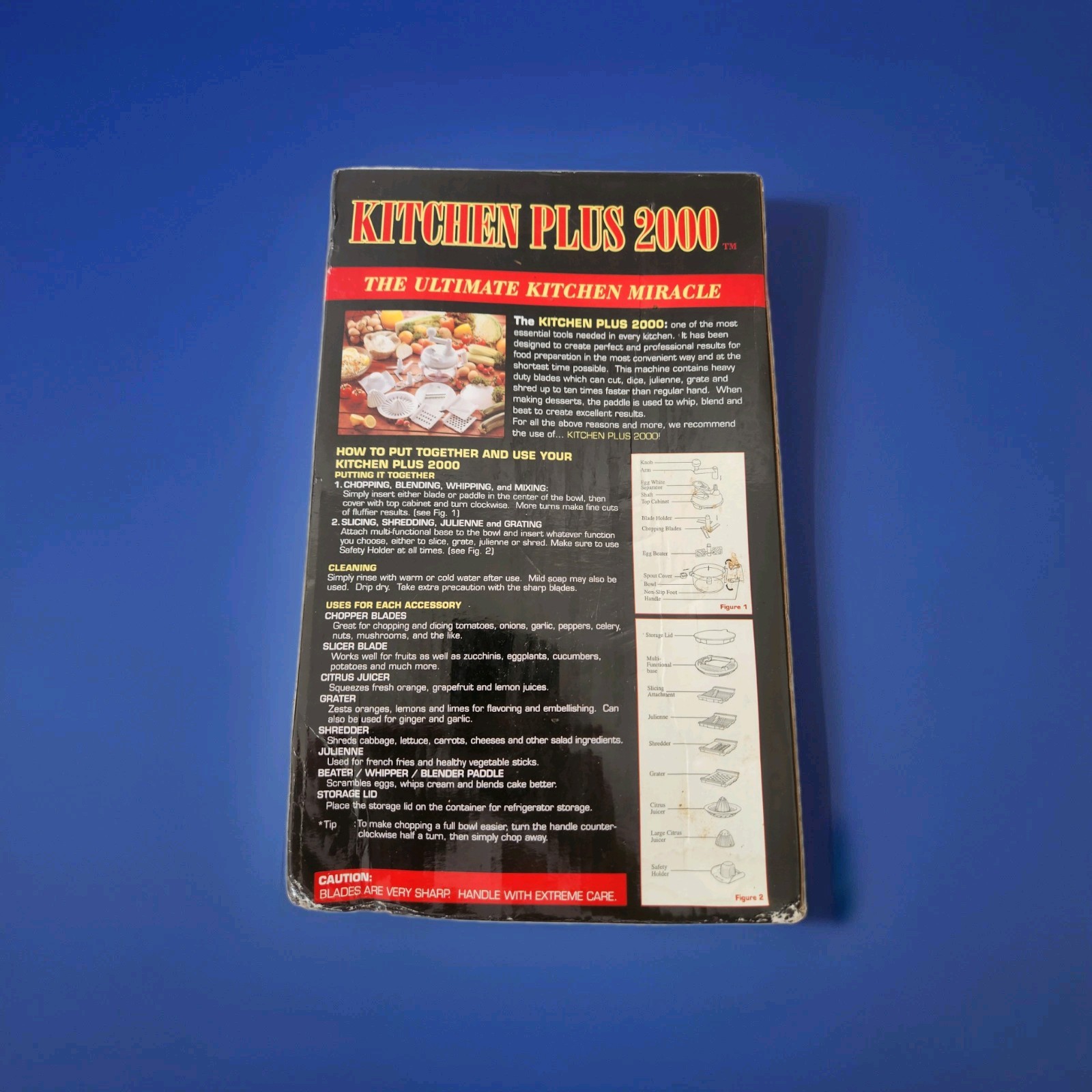 Kitchen Plus 2000 Manual Food Processor Chopper Slicer Open Box New Complete Kit