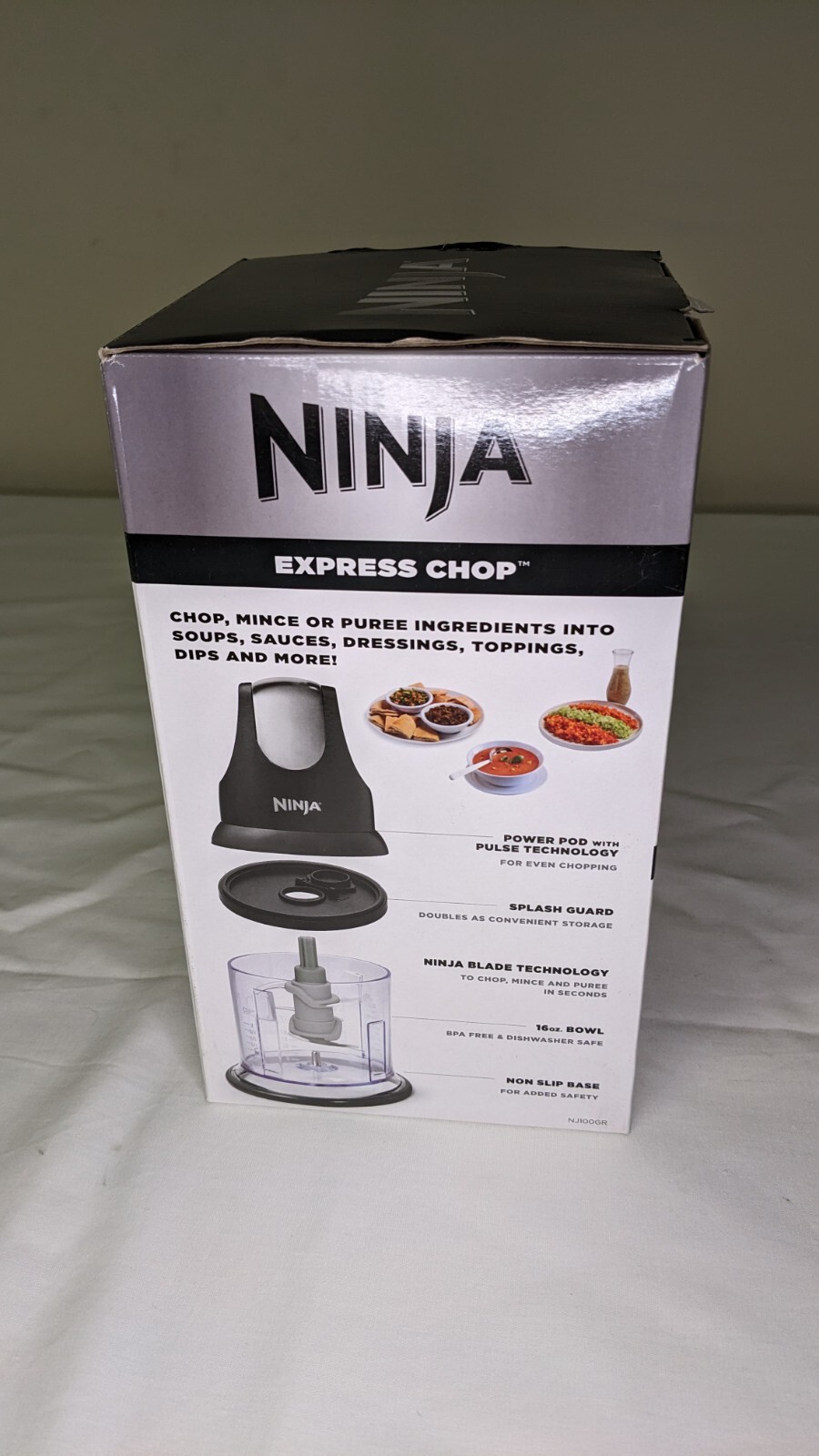 Ninja Express Chop Food Chopper 16 oz Bowl Chop Mince Purée FAST NJ100GR NIB