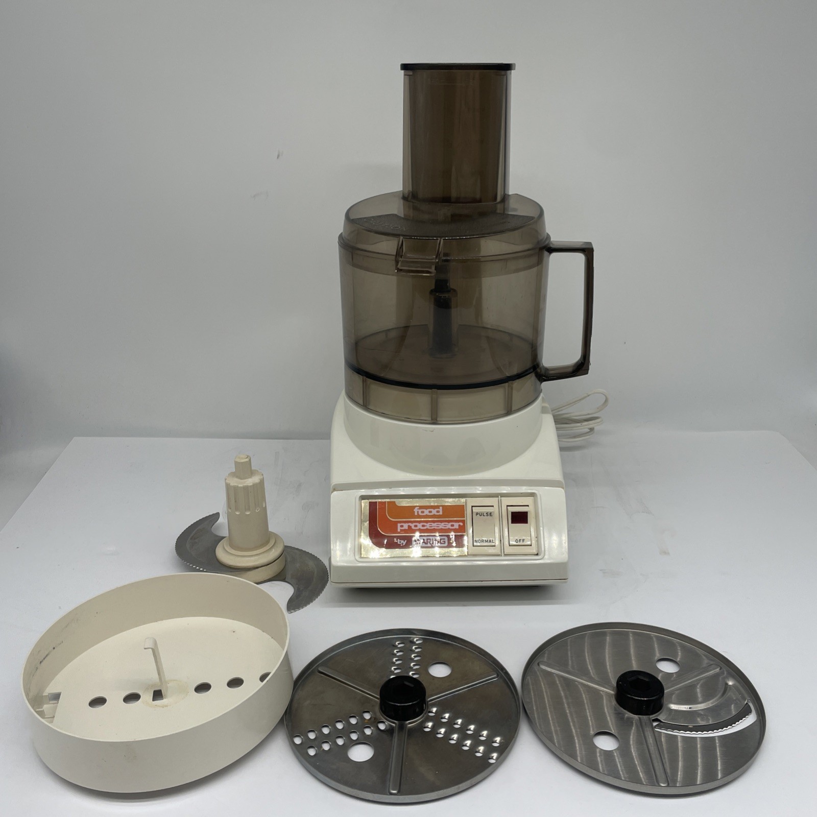Vintage Food Processor Waring FP510 Blades Lid 806 1970s Retro WORKS CRACK BOWL