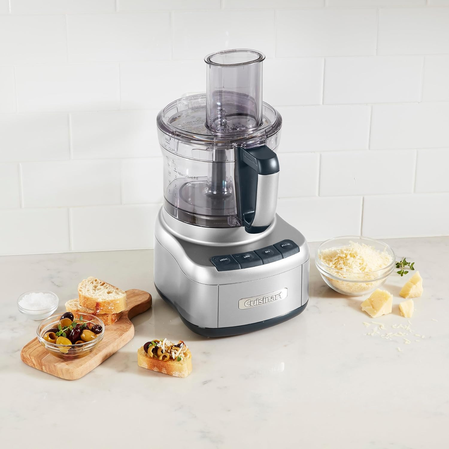 8-Cup Silver Food Processor – Perfect for Chopping, Slicing & Mixing!
