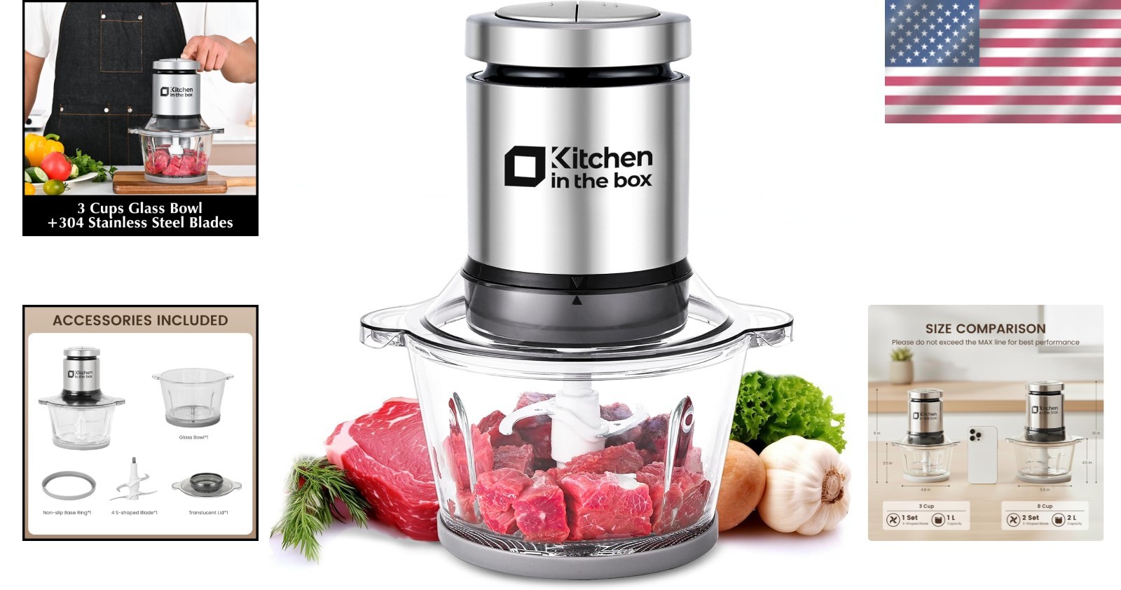 400W Chopper & Grinder – Easy Clean with Dishwasher-Safe Parts & Non-Slip Base