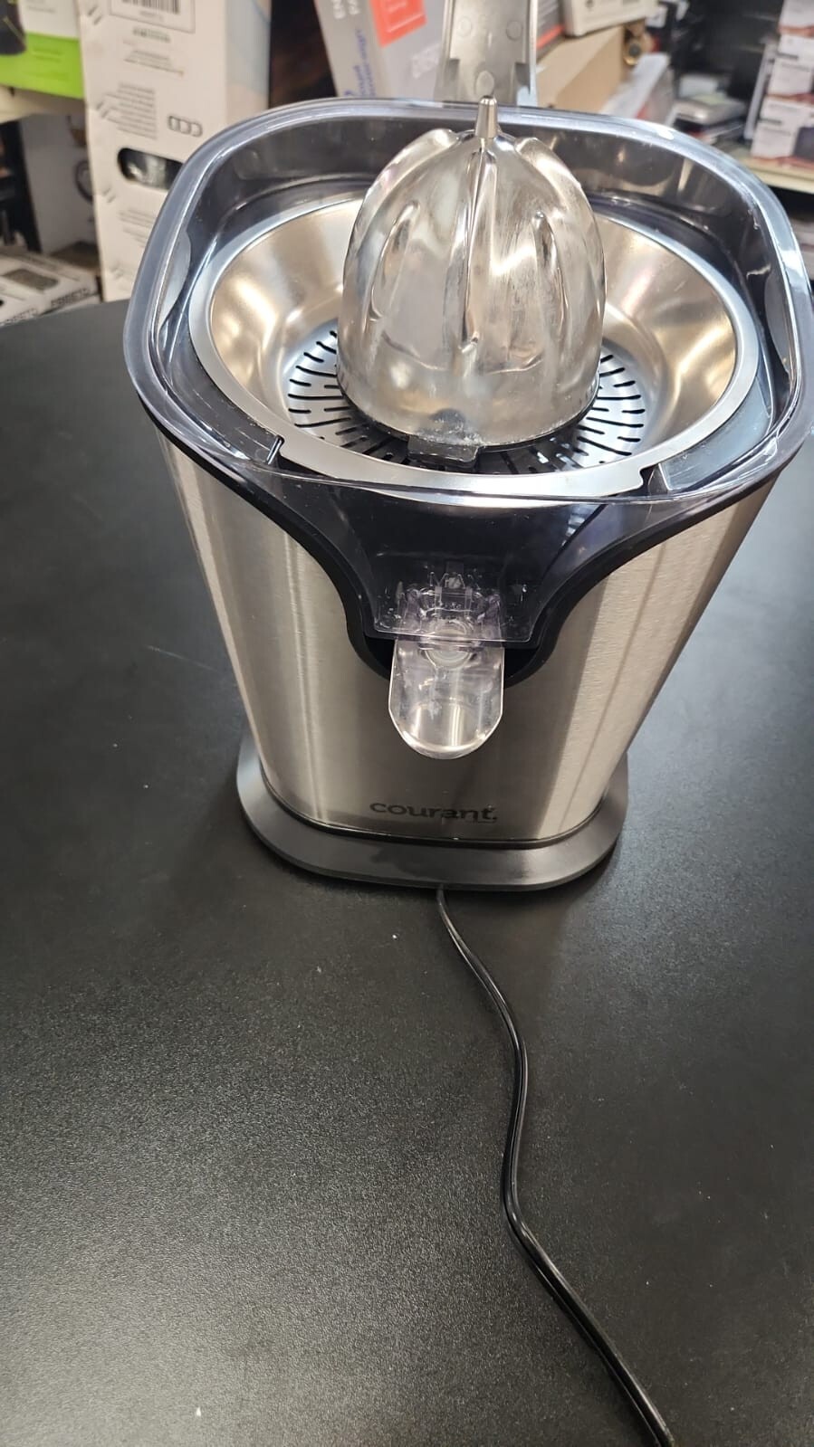 Courant Stainless Steel Citrus Juicer, Square Design with Powerful Watt Motor
