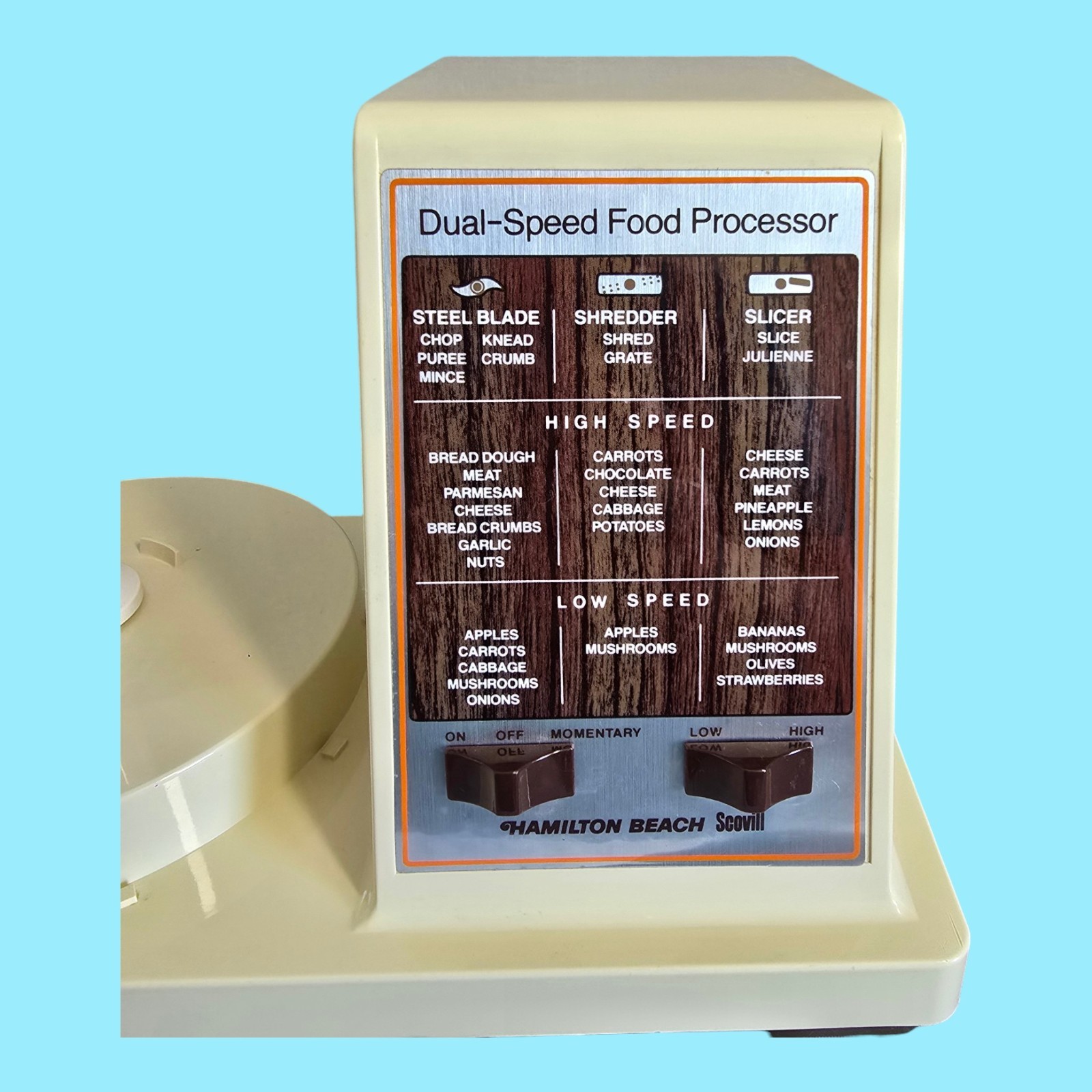 Hamilton Beach Scovill Dual Speed Food Processor 702-3 Beige TESTED & WORKING!