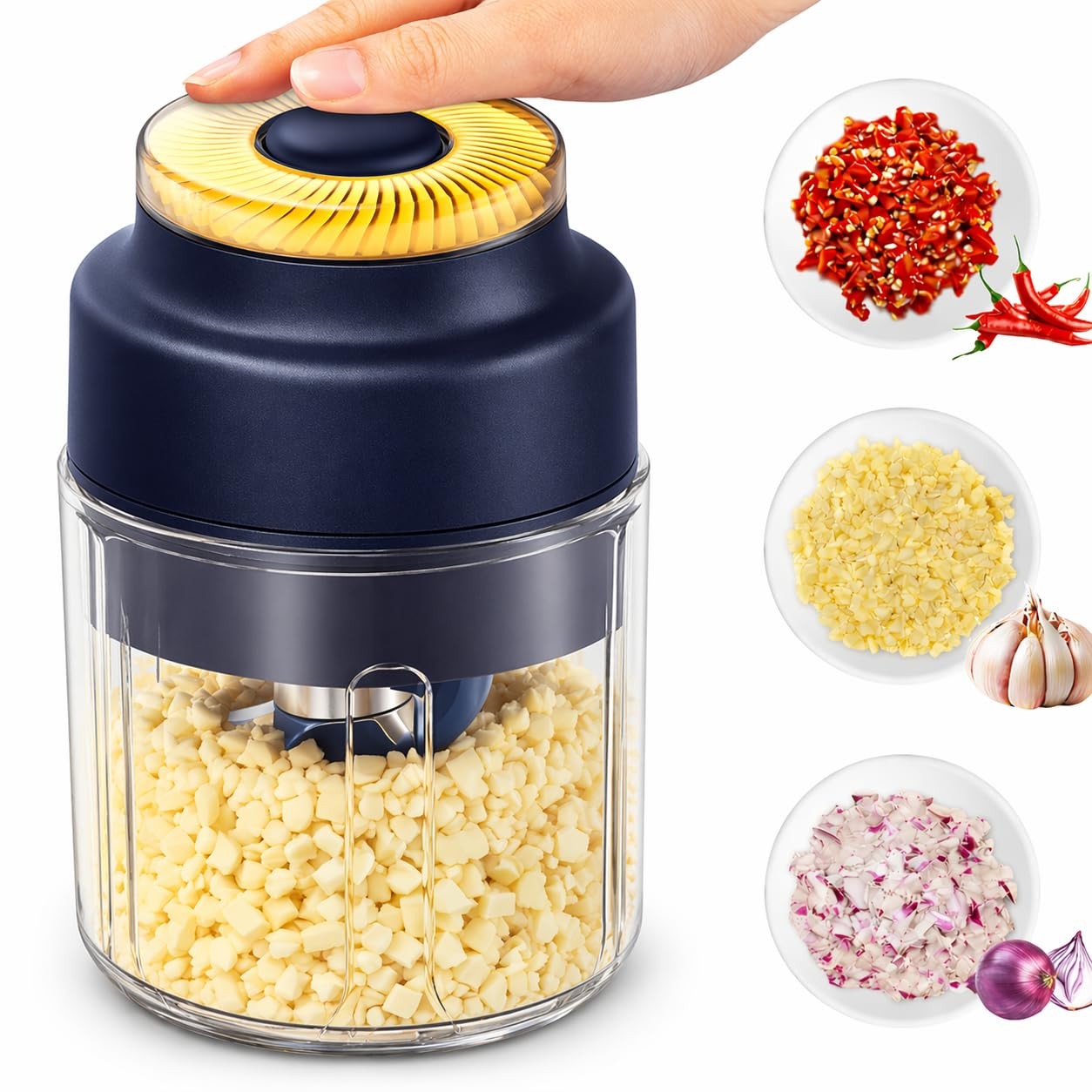 350ml Mini Garlic Chopper Set, 2026 New Small Garlic Chopper Mincer, Food Cho…