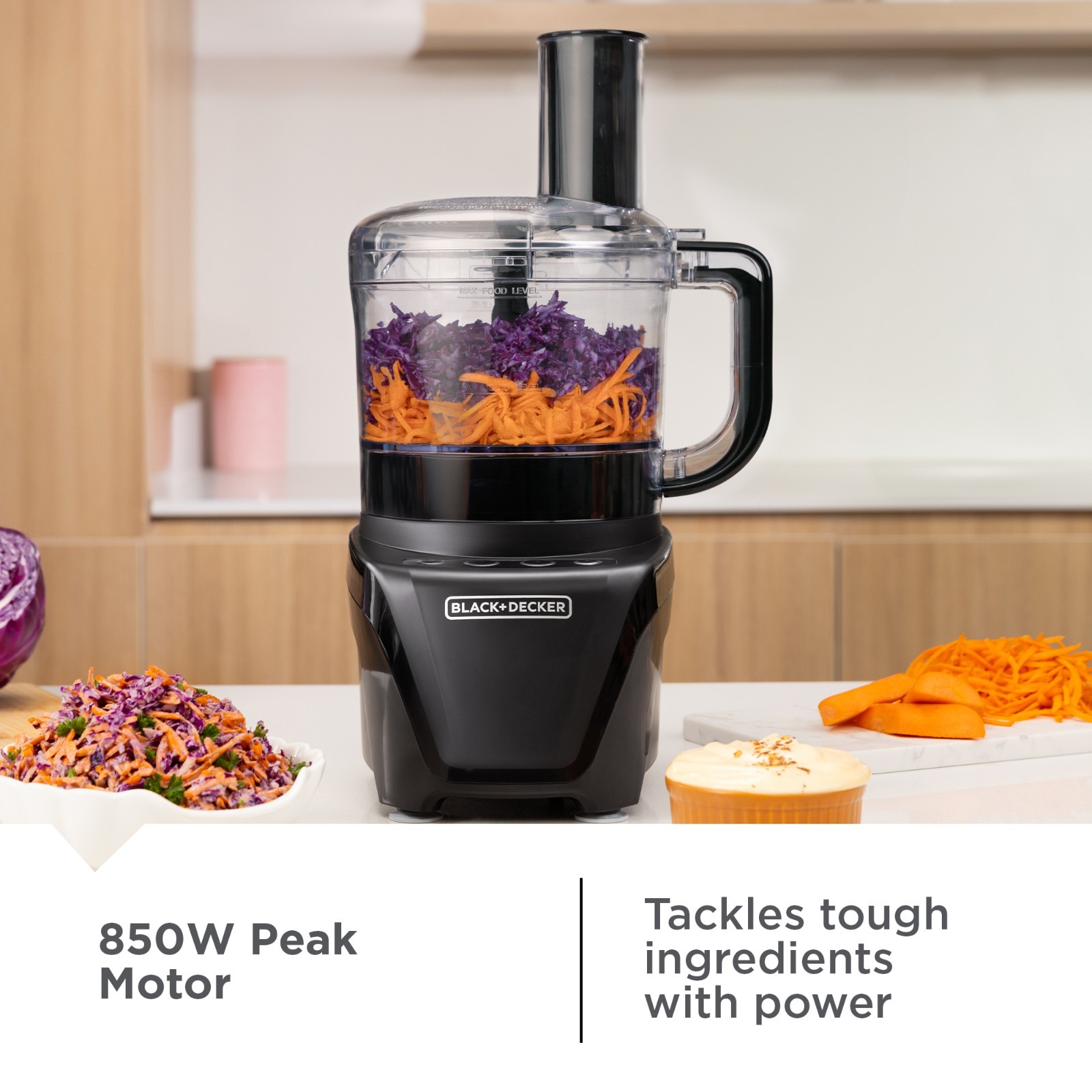 BLACKDECKER 8-Cup Food Processor 850W 2-Speed Pulse Chop Slice Shred Easy Assem