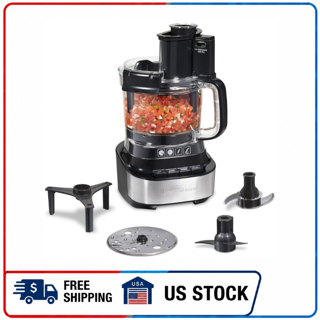 Hamilton Beach 10 Cup Food Processor Chopper Stack & Snap Bowl Scraper Black