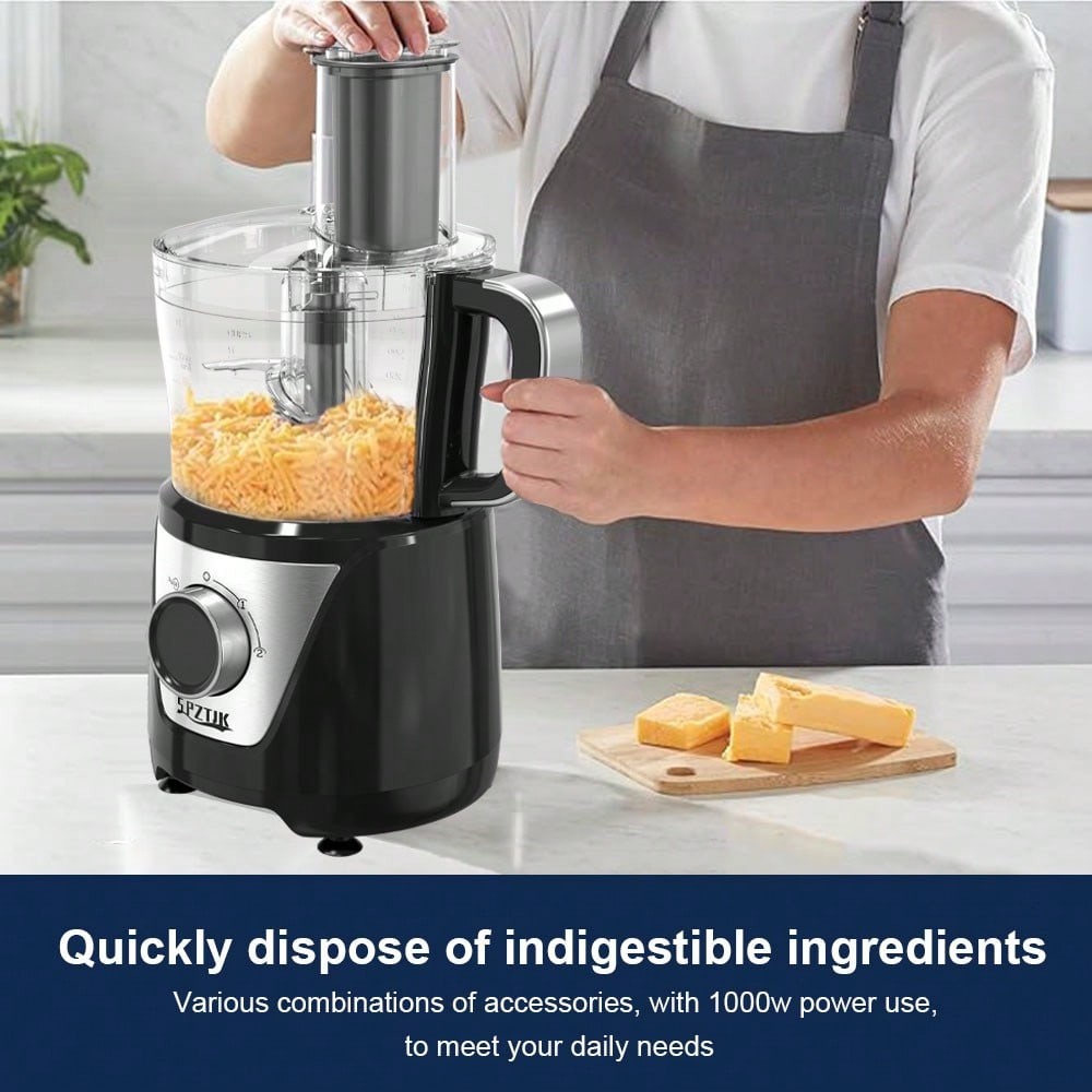 12-Cup 600W 11-Speed 4-in-1 Food Processor, Auto Clean & Timer, Stainless Steel