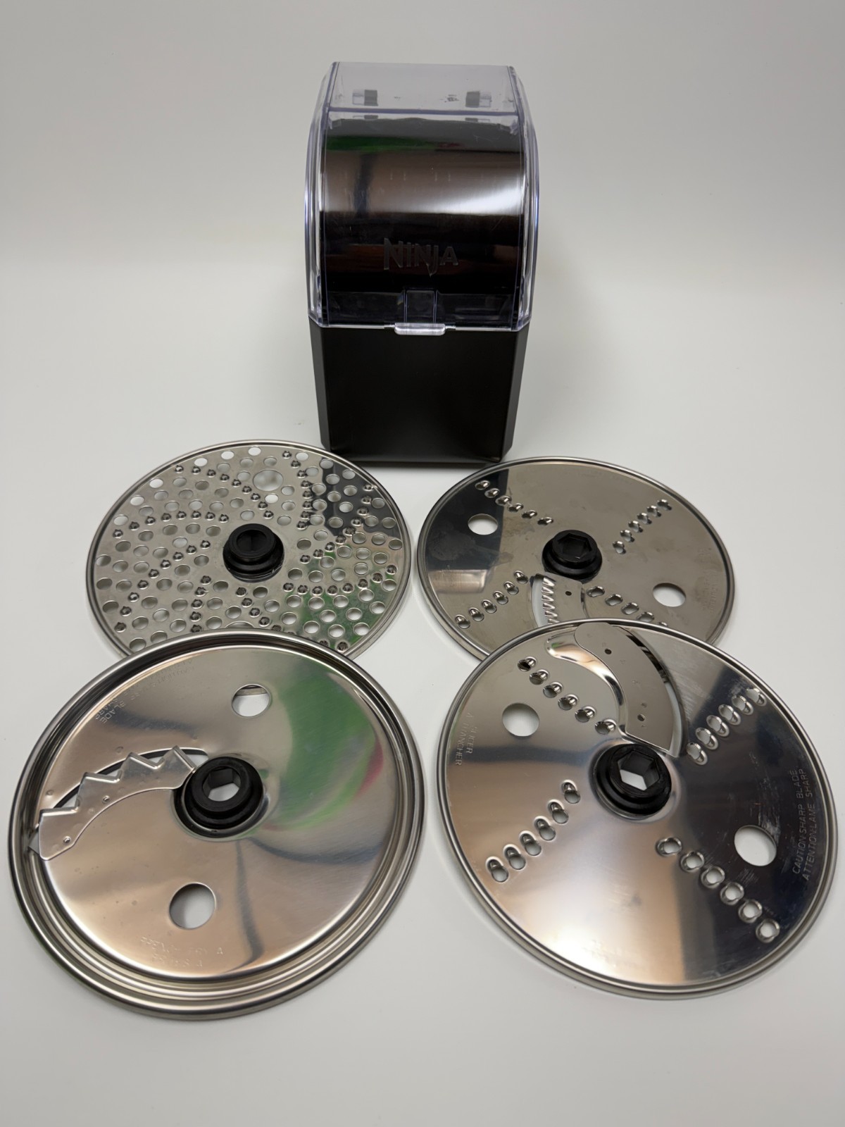 Ninja Food Processor Blade Disc Set w/ Storage Caddy Grating Slicing French Fry
