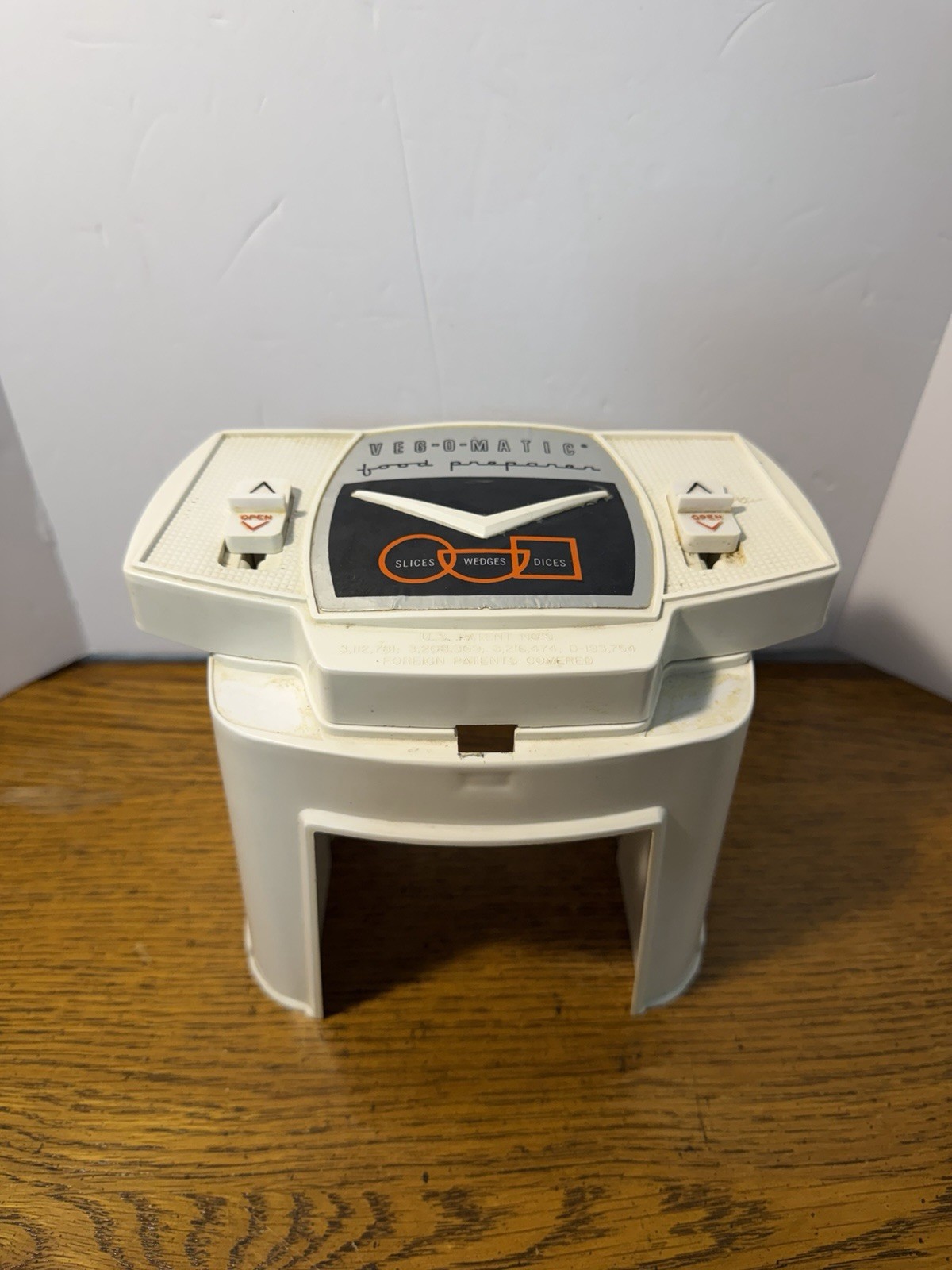 Vintage Popeil Veg-O-Matic Food Preparer White Plastic Base Unit Only NO BLADES