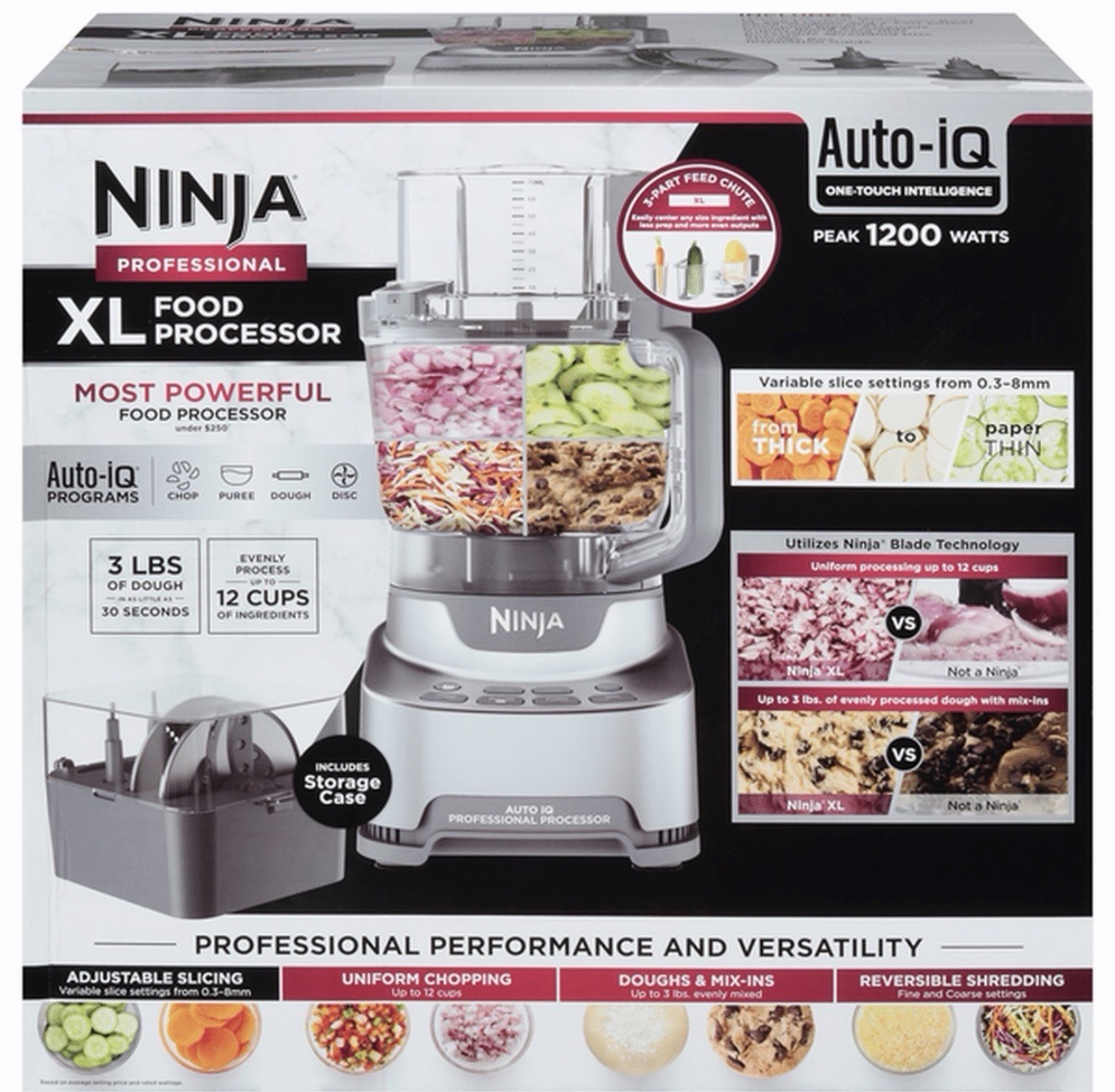 Ninja XL Food Processor Auto-iQ 1000W 9-Cup Bowl, Chopping & Dough Blade, New