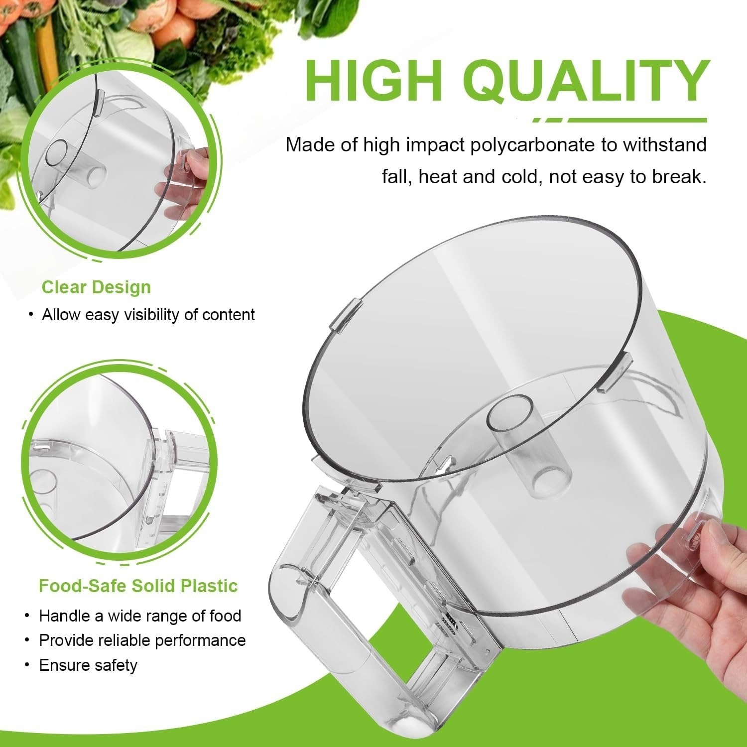 Bowl and Lid, Clear For Robot Coupe Food Processor Cutter 112203, 106458S
