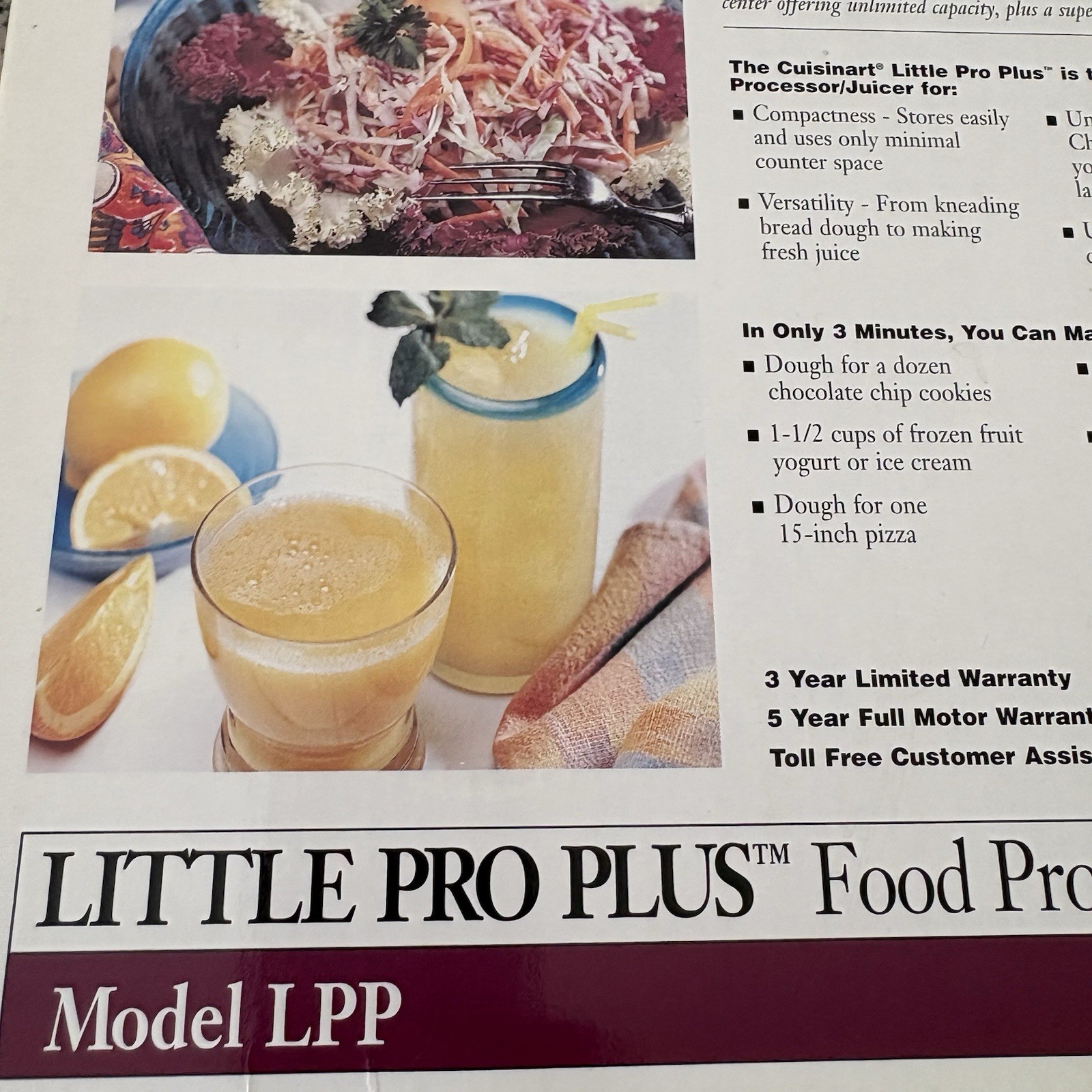 RARE 1997 NIB Cuisinart Little Pro Plus Food Processor / Juicer LPP 3-Cup White