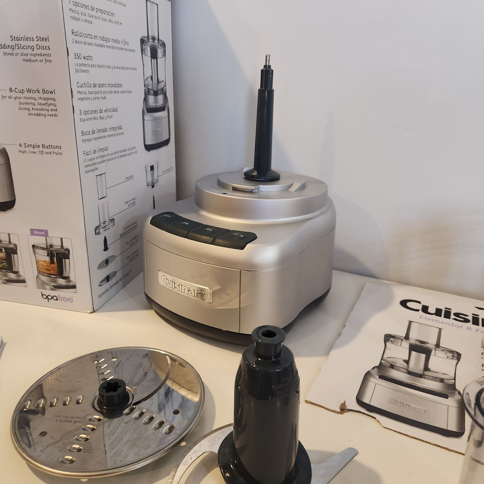 Cuisinart FP-8GMP1 Elemental 8-Cup Food Processor Gunmetal Tested Working