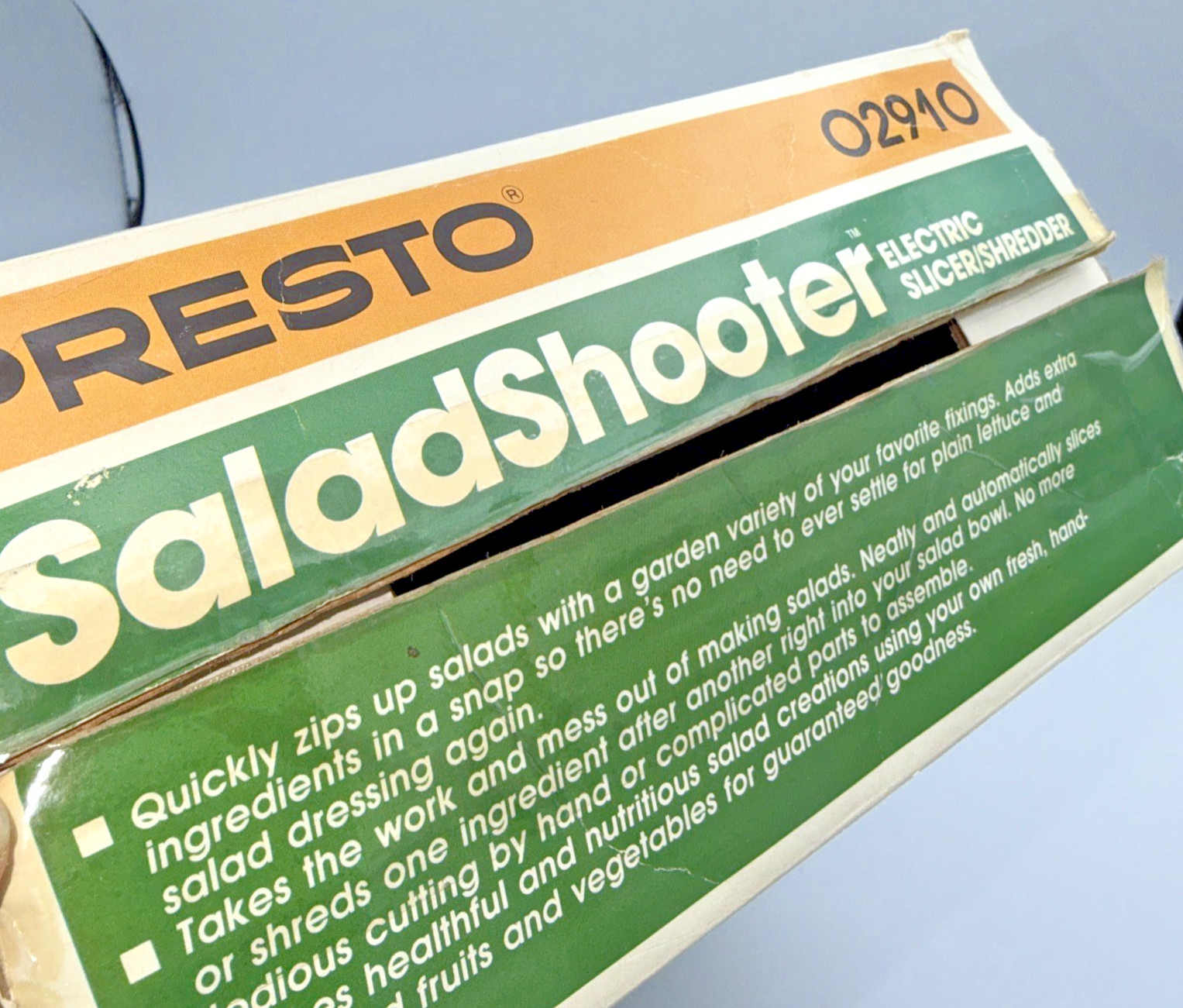VINTAGE PRESTO SALAD-SHOOTER ELECTRIC SLICER SHREDDER MODEL 02910 CLEAN EUC