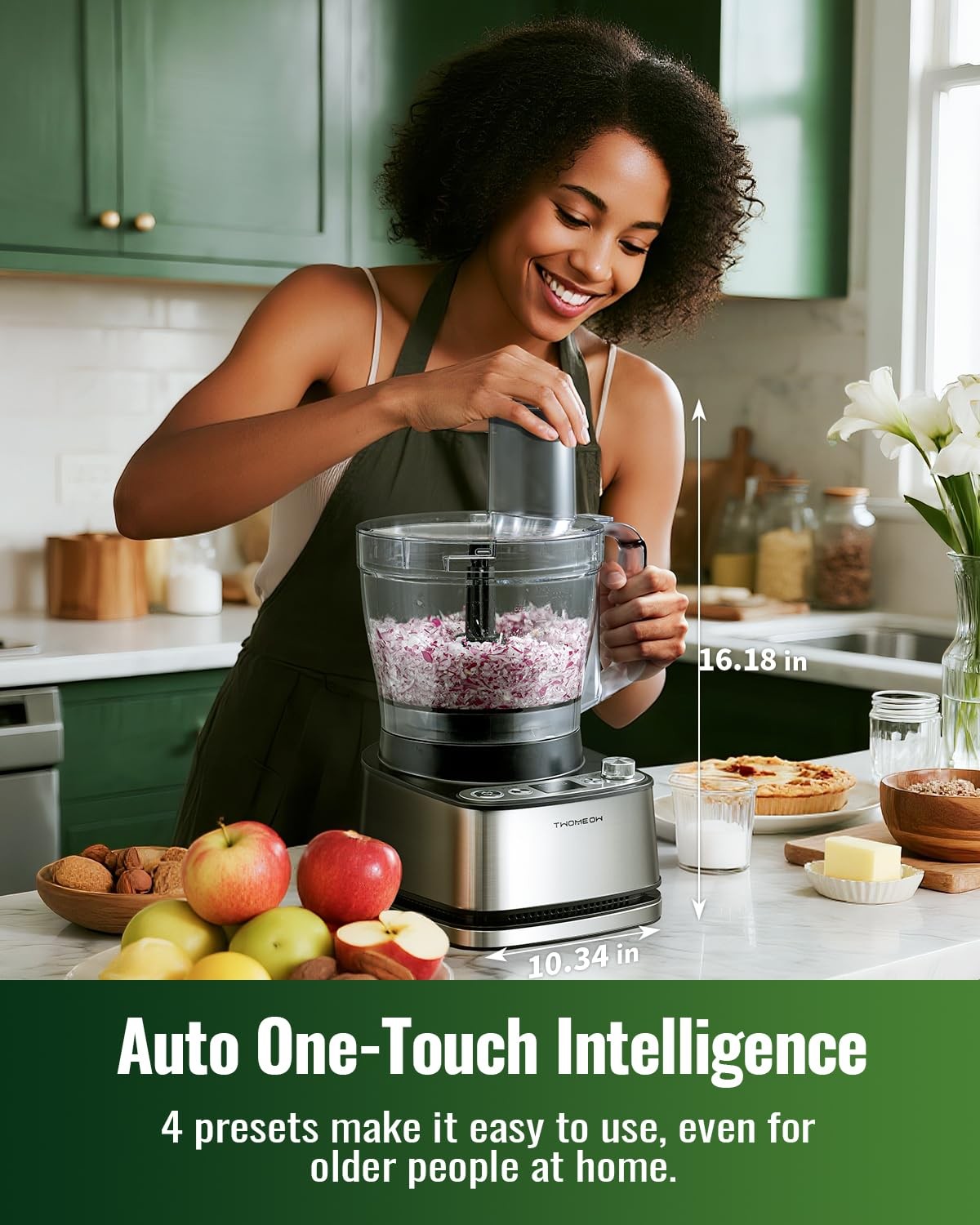 Food Processor, 4 Programs & Pulse,1000W Max Power,12 Cups Total Volume for S…