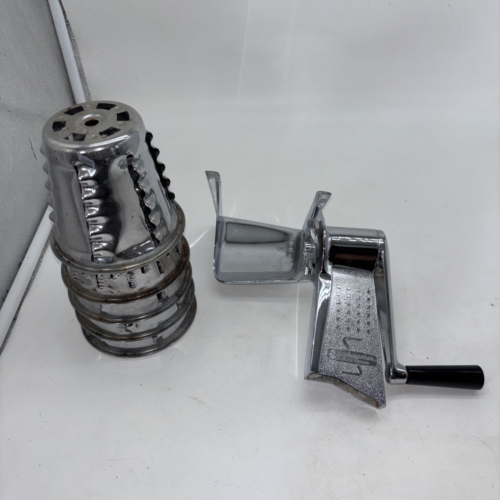 Saladmaster Stainless Steel Food Processor w/ 5 Cones MISSING BASE**** Vintage