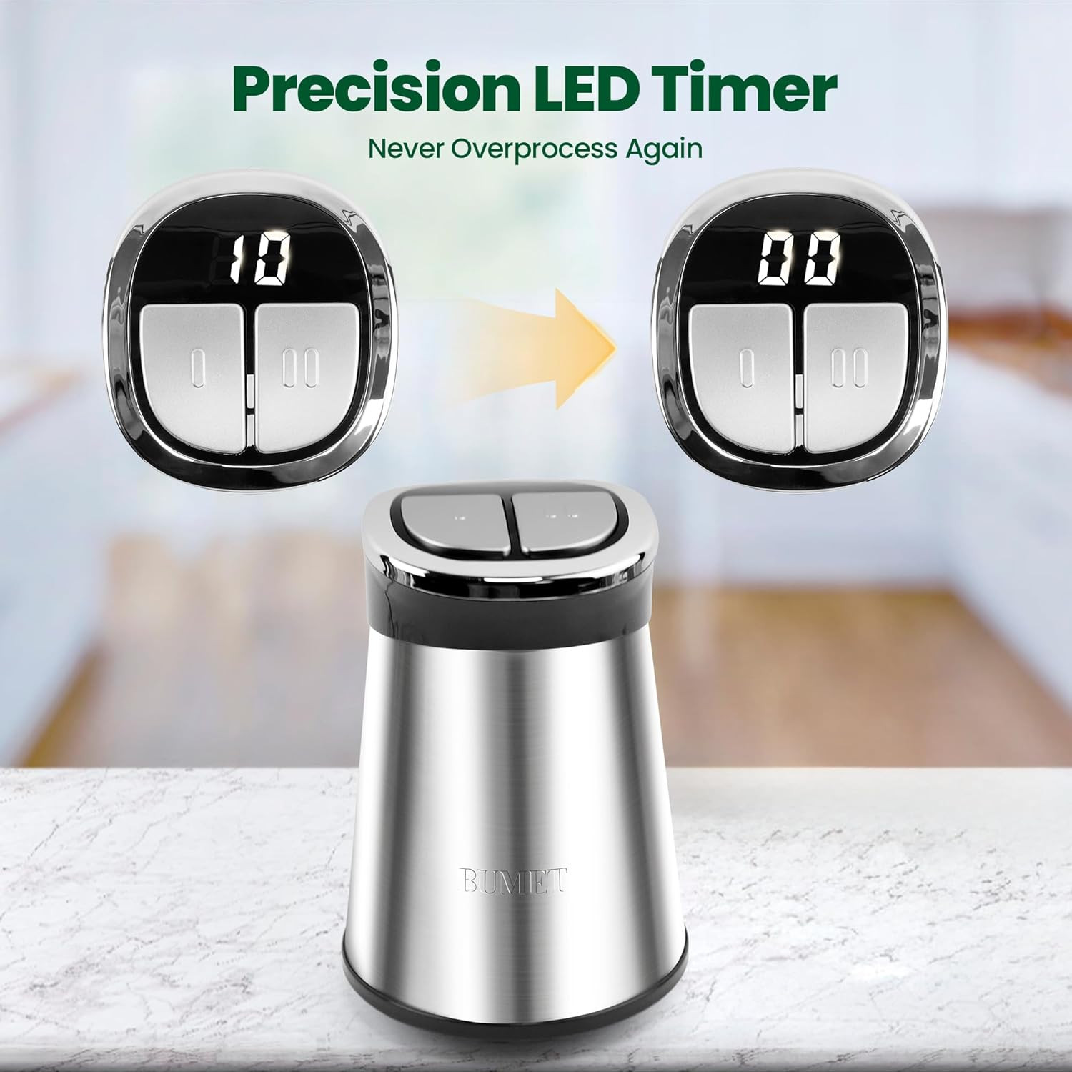 2X12-Cup Bowls 800W Electric Food Processor with LED Timer. 3-Tiered 6 Cutting E