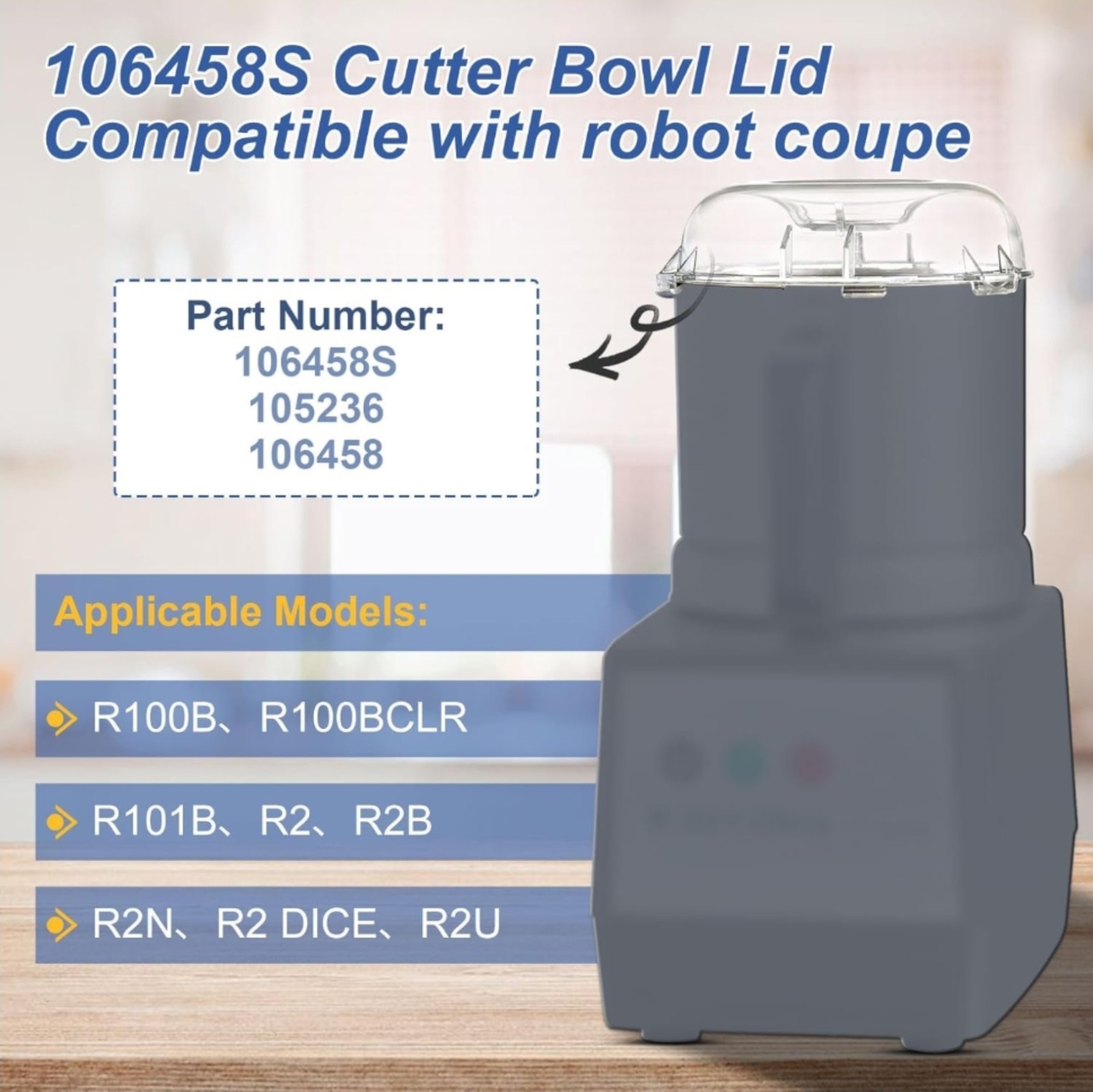 106458S Cutter Bowl Lid Fit for Robot Coupe R2,R2B, R2 Dice, R2 Ultra Dice